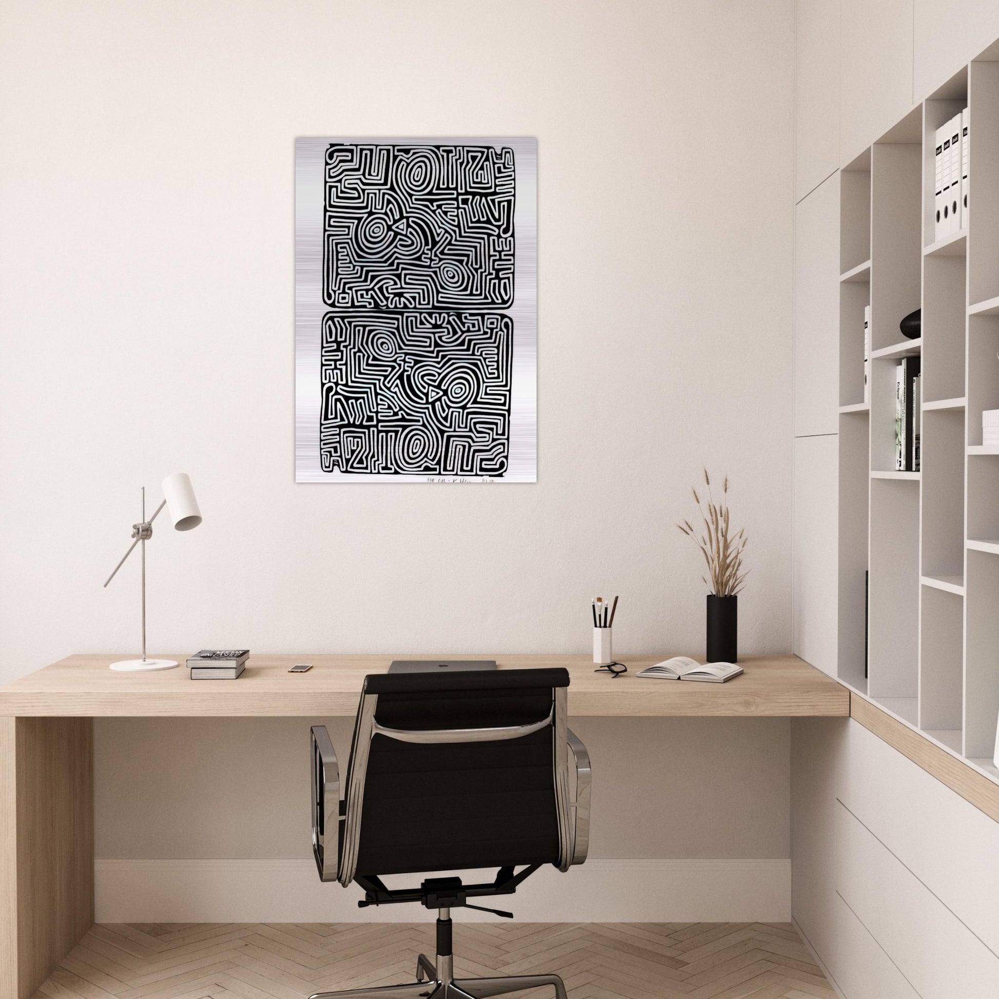 LABYRINTH 1989 - Keith Haring Brushed Aluminum Print - 70x100 cm / 28x40 inches | Keith Haring Aluminum Print | Keith Haring Prints