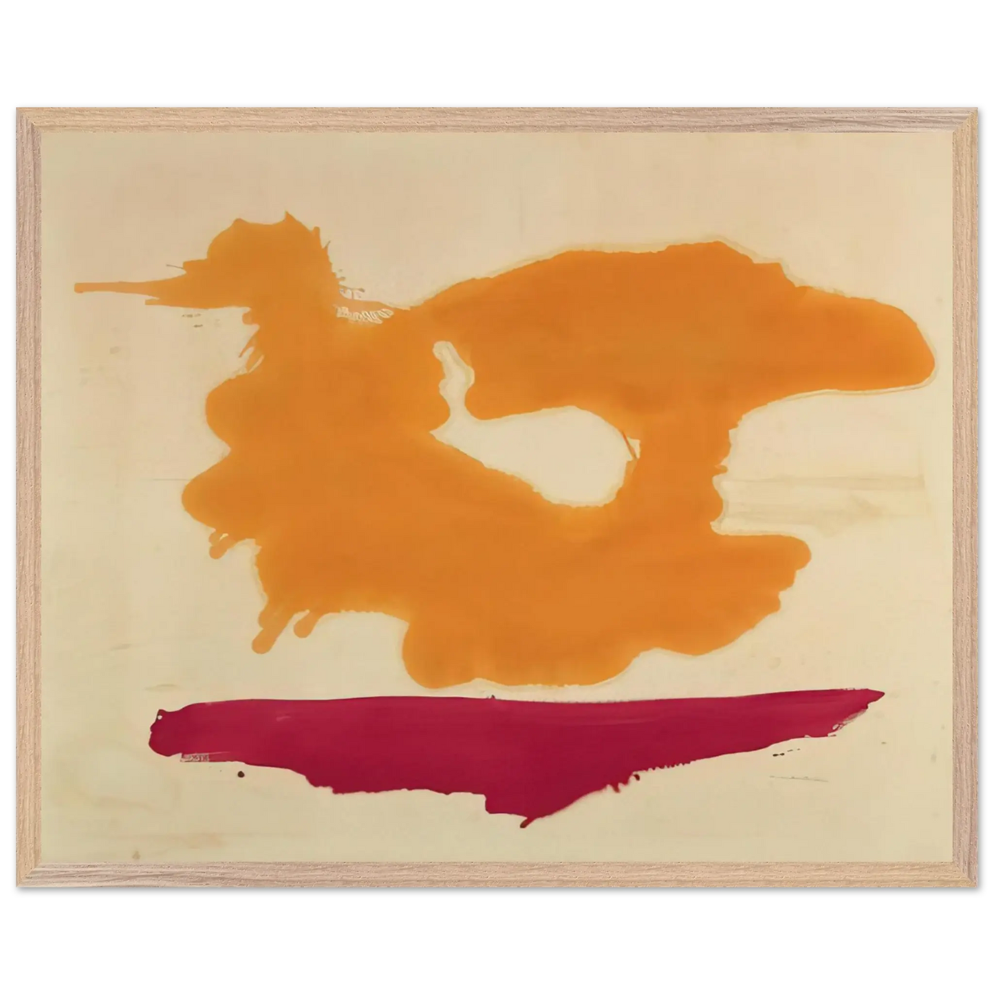 Helen Frankenthaler - Only Orange - 1963 Wall art - A1 (59.4 x 84.1  cm) - Premium Wooden Framed Poster With Fine Art Paper - Black frame