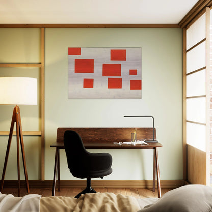 KOMPOSITION MIT 8 ROTEN RECHTECKEN COMPOSITION WITH 8 RED RECTANGLES 1964 - BLINKY PALERMO Brushed Aluminum Print - 70x100 cm / 28x40 inches | BLINKY PALERMO Aluminum Print | BLINKY PALERMO Prints