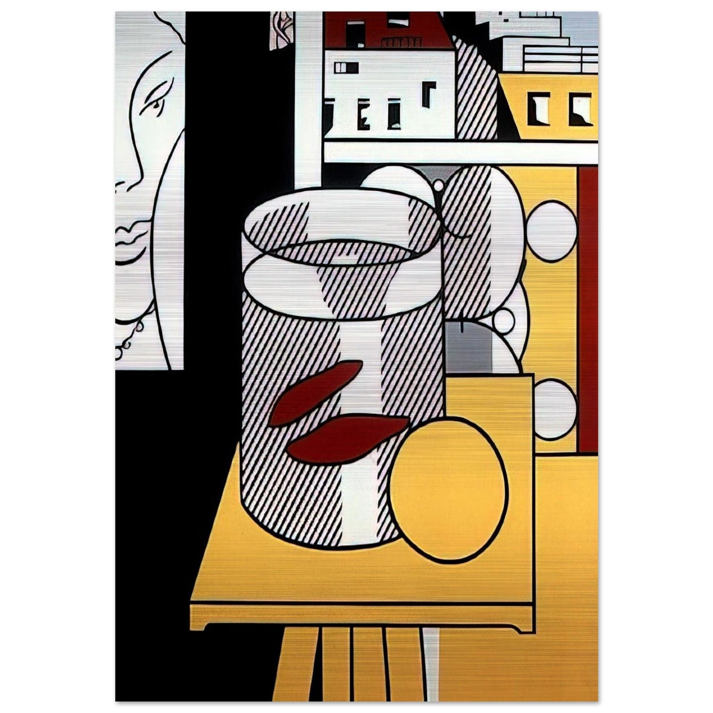 STILL LIFE WITH GOLDFISH 1974 - Roy Lichtenstein Brushed Aluminum Print - 70x100 cm / 28x40 inches | Roy Lichtenstein Aluminum Print | Roy Lichtenstein Prints