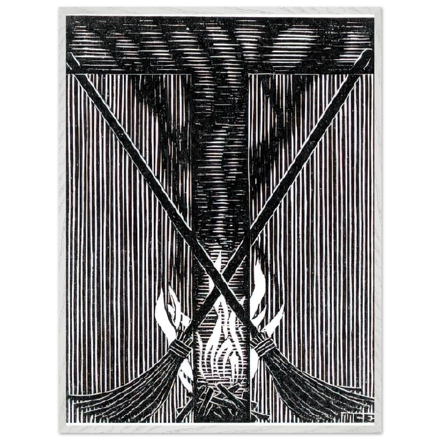 MC Escher - INITIAL T Wall Art - 60x80 cm / 24x32 inches - Premium Wooden Framed Poster With Fine Art Paper-canvas - White frame