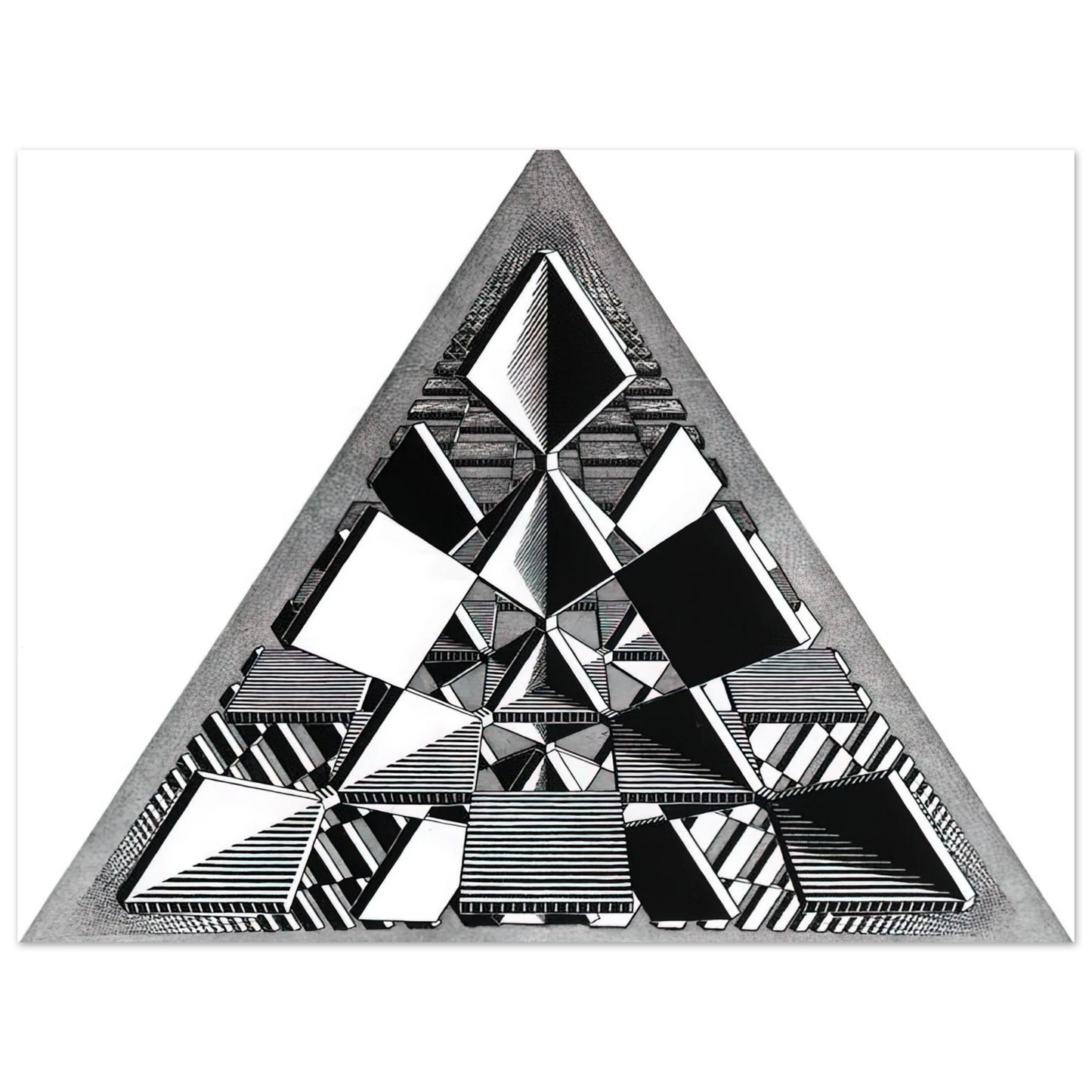 MC Escher - THREE INTERSECTING PLANES Wall Art - 21x29.7 cm / 8x12" - Premium Wooden Framed Poster With Fine Art Paper-canvas - Black frame