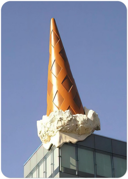 DROPPED CONE COLLABORATION WITH VAN BRUGGEN 2001 By Claes Oldenburg Pack of 10 Post Cards | Claes Oldenburg Post Cards | A6 (10.5 x 14.8 cm) - 4.1 x 5.8 inches