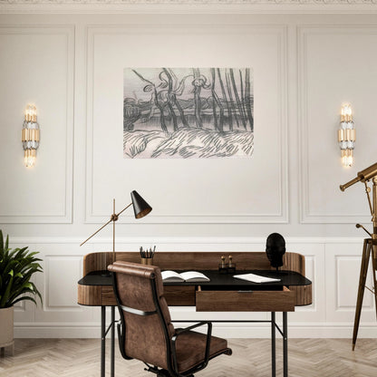 A Row of Bare Trees - Vincent van Gogh Brushed Aluminum Print - 70x100 cm / 28x40 inches | Vincent van Gogh Aluminum Print | Vincent van Gogh Prints