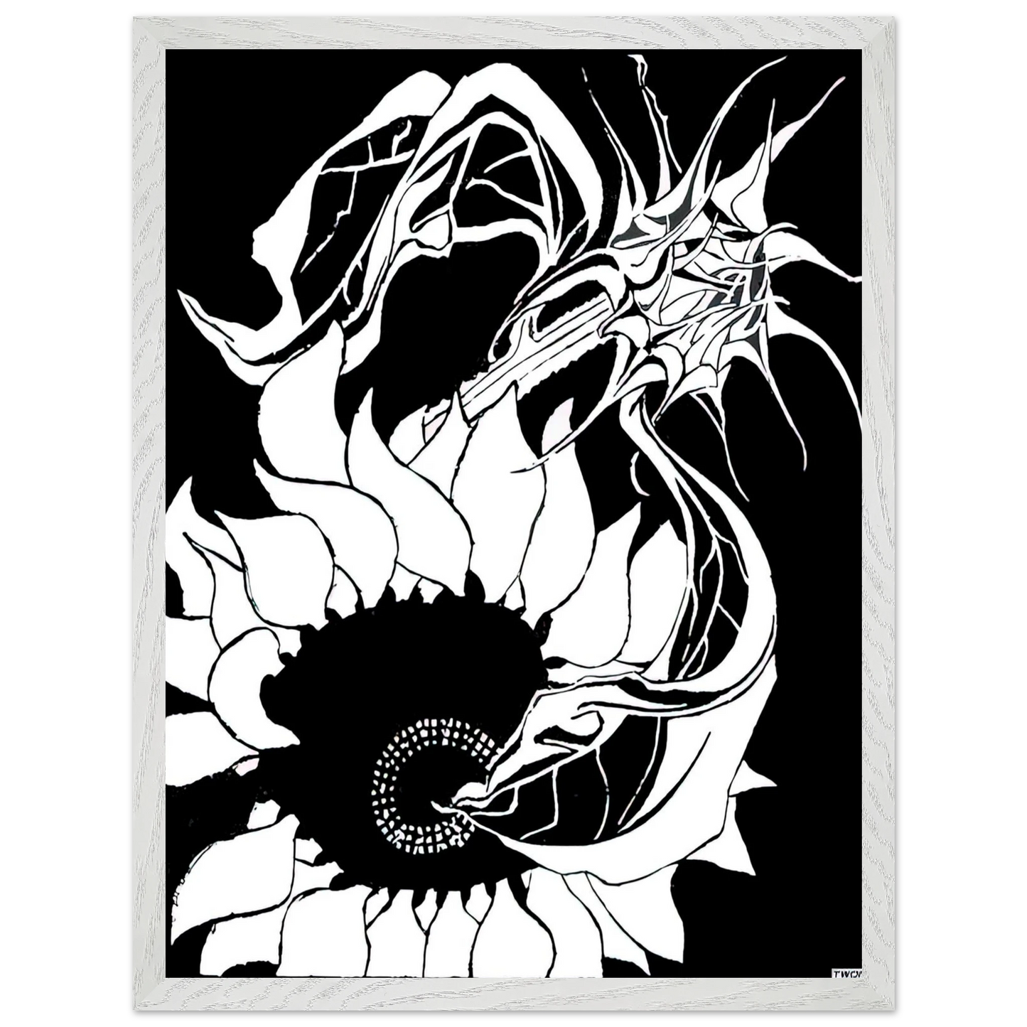 MC Escher - SUNFLOWERS Wall Art - 60x80 cm / 24x32 inches - Premium Wooden Framed Poster With Fine Art Paper-canvas - Black frame