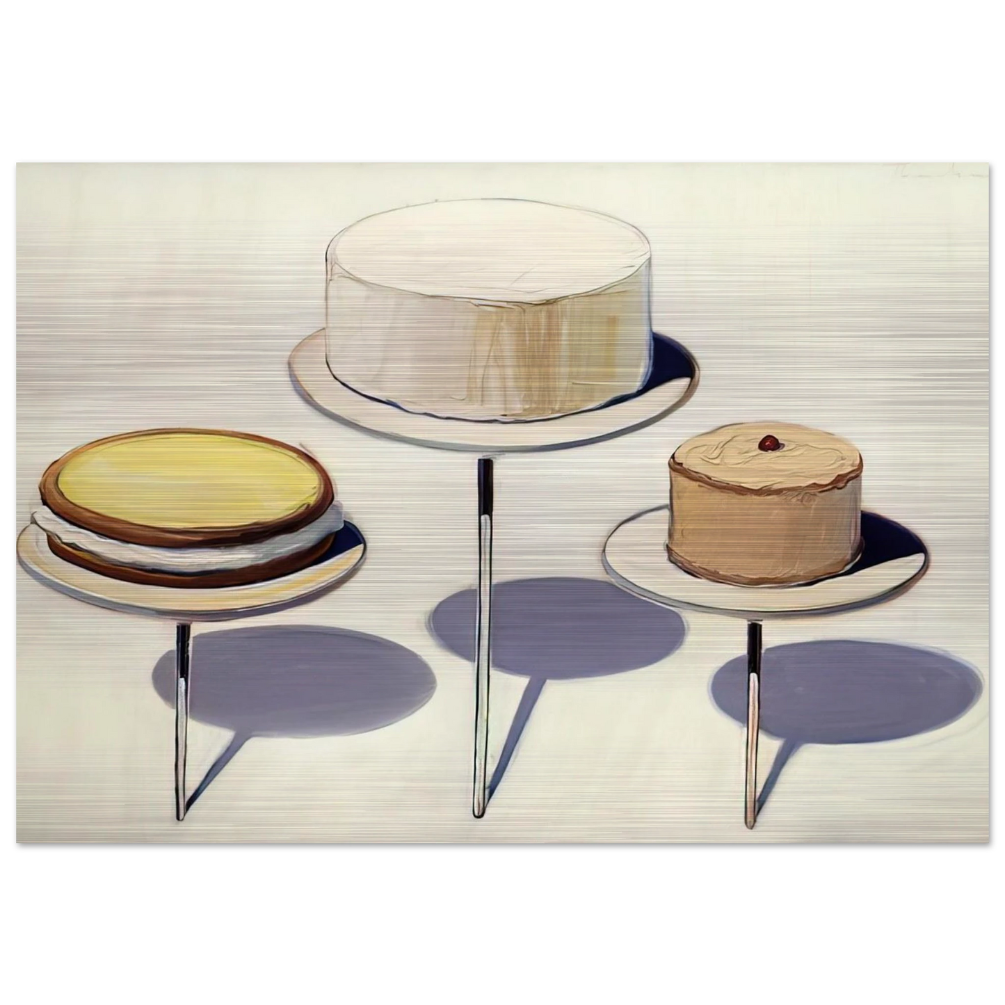 Display Cakes - 1963 - Wayne Thiebaud Brushed Aluminum Print - 70x100 cm / 28x40 inches | Wayne Thiebaud Aluminum Print | Wayne Thiebaud Prints