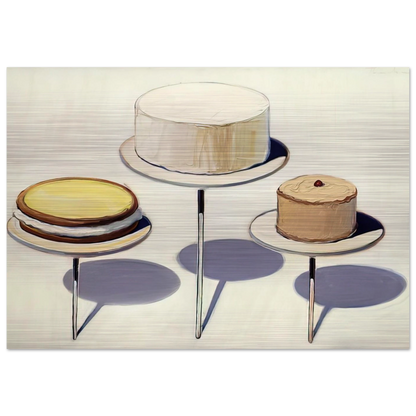 Display Cakes - 1963 - Wayne Thiebaud Brushed Aluminum Print - 70x100 cm / 28x40 inches | Wayne Thiebaud Aluminum Print | Wayne Thiebaud Prints