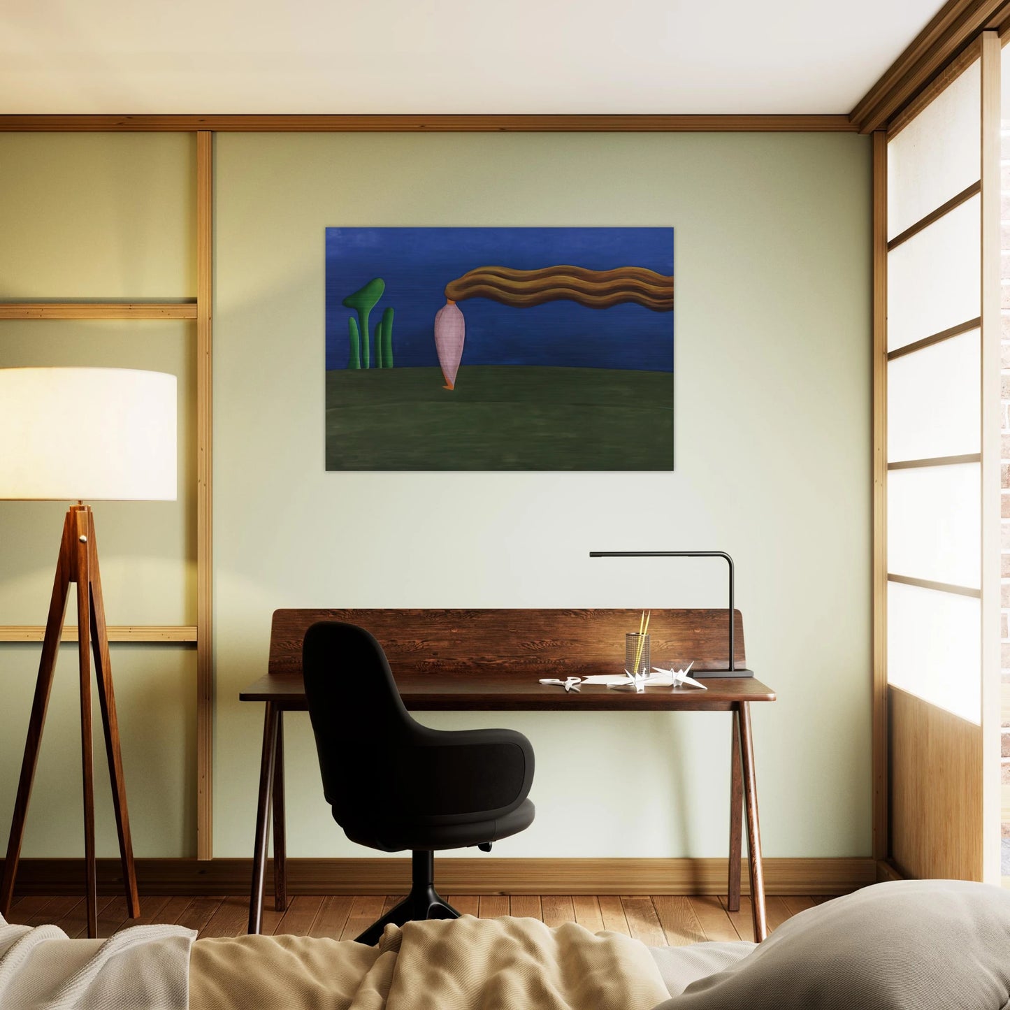 Composition Lonely Figure - Tarsila do Amaral Brushed Aluminum Print - 70x100 cm / 28x40 inches | Tarsila do Amaral Aluminum Print | Tarsila do Amaral Prints