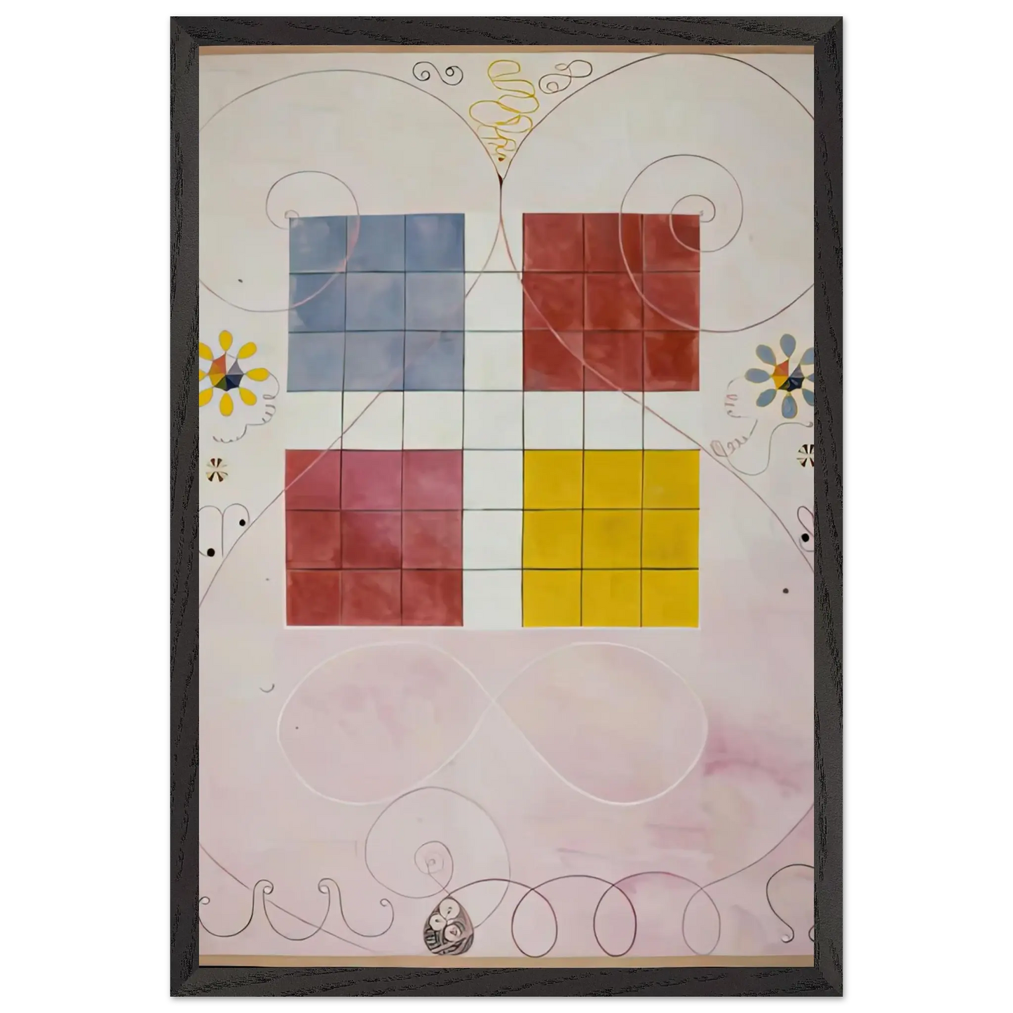 Hilma af Klint - DE TIO ST RSTA N 10 ALDERDOMEN 1907 Wall art - 28x43  cm / XL (11x17 Inches) - Premium Wooden Framed Poster With Fine Art Paper - Black frame
