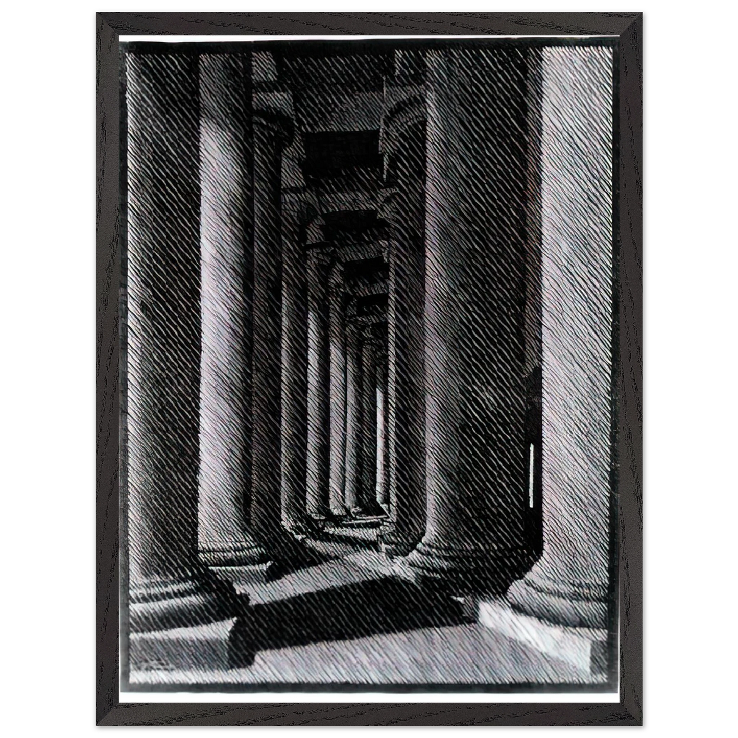 MC Escher - NOCTURNAL ROME COLONADE OF ST PETER S Wall Art - 30x40 cm / 12x16 inches - Fine Art Poster - -