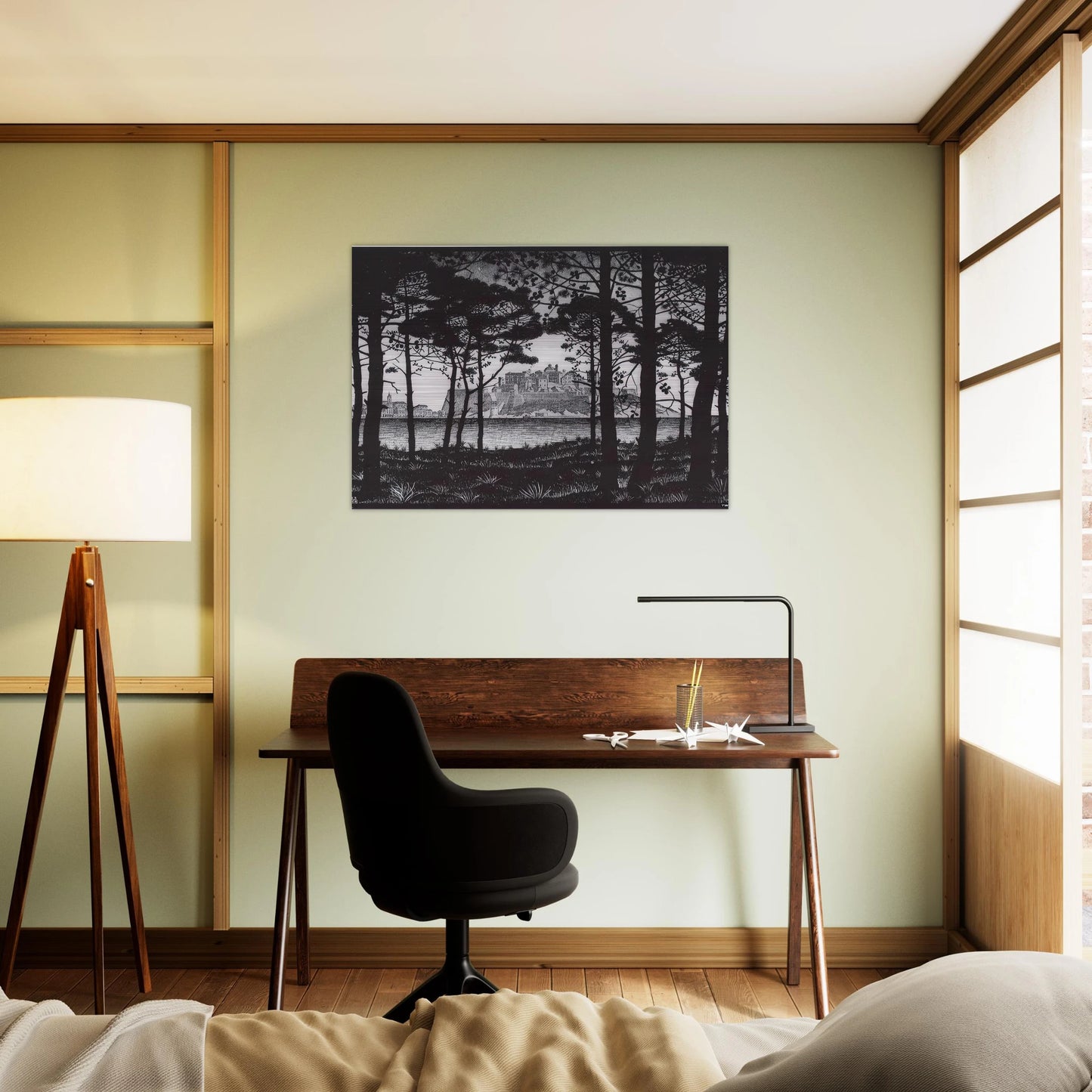 PINETA OF CALVI CORSICA - MC Escher Brushed Aluminum Print - 70x100 cm / 28x40 inches | MC Escher Aluminum Print | MC Escher Prints