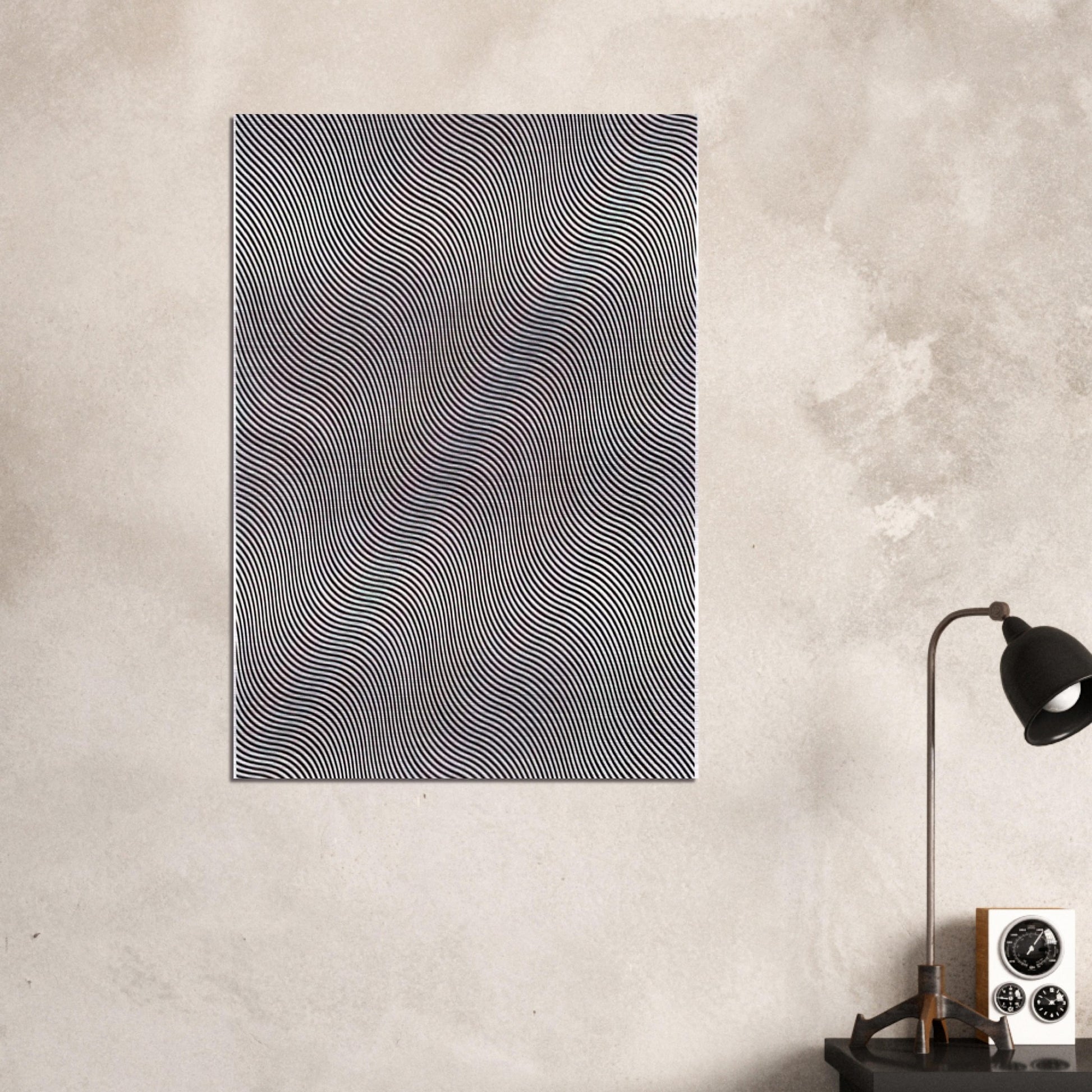 UNTITLED DIAGONAL CURVE 1966 - Bridget Riley Brushed Aluminum Print - 70x100 cm / 28x40 inches | Bridget Riley Aluminum Print | Bridget Riley Prints