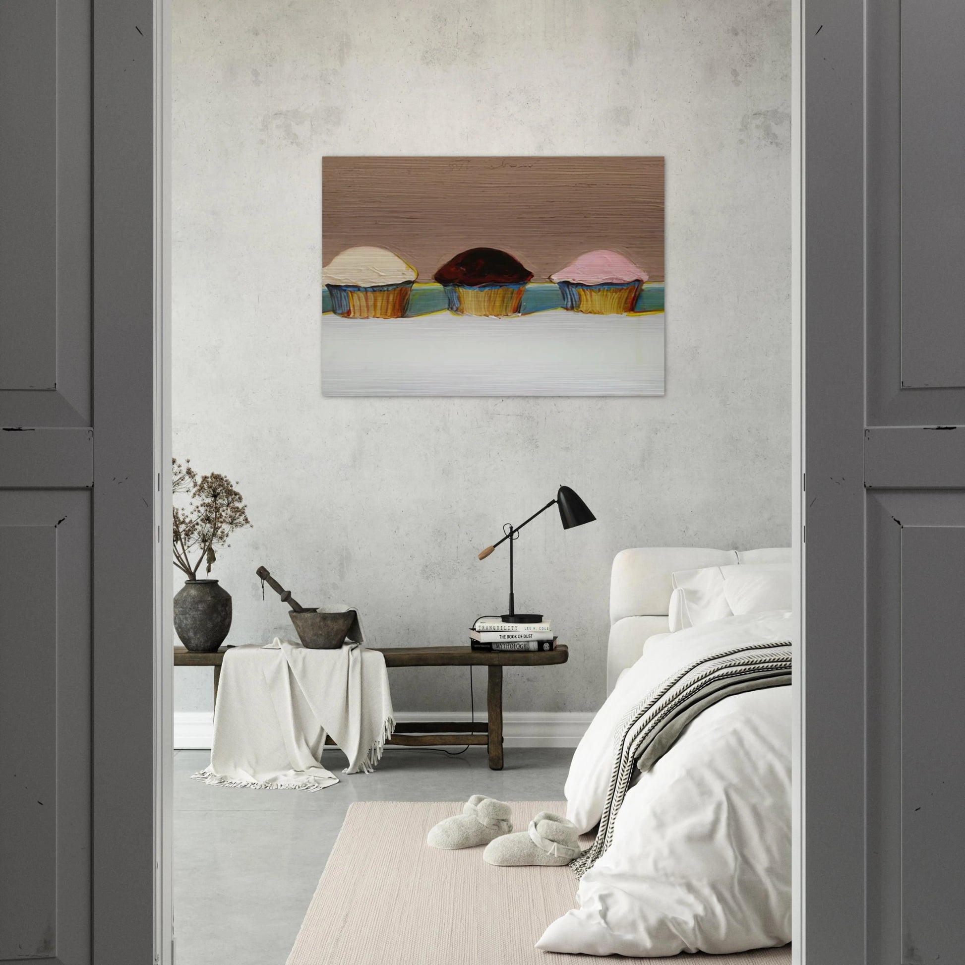 Neapolitan Cupcakes - 2008 - Wayne Thiebaud Brushed Aluminum Print - 70x100 cm / 28x40 inches | Wayne Thiebaud Aluminum Print | Wayne Thiebaud Prints