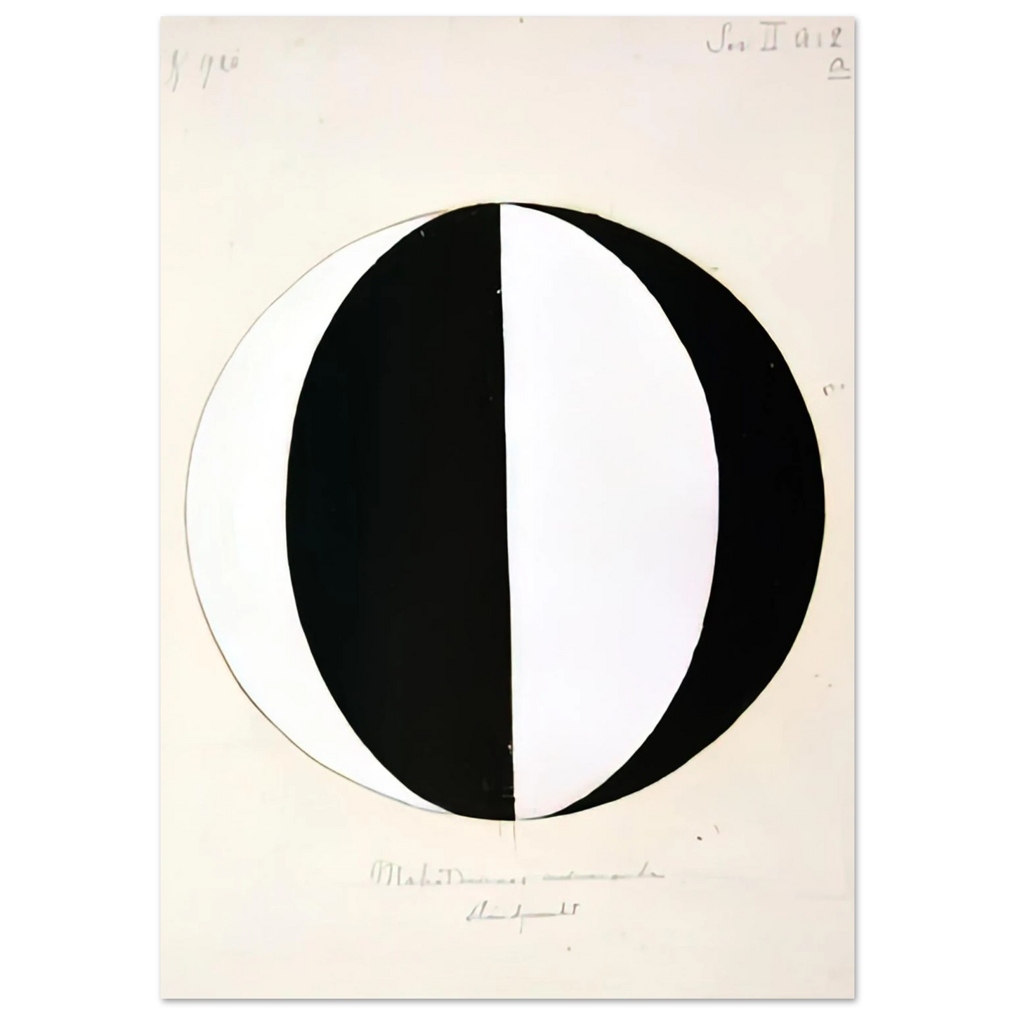 Hilma af Klint - THE MAHATMAS PRESENT STANDING POINT SERIES II NO 2A 1920 Wall art - 27x35 cm / 11x14 inches - Premium Wooden Framed Poster With Fine Art Paper-canvas - Black frame