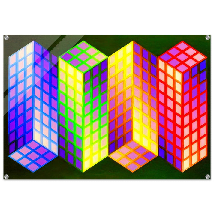 Torony-Nagy - 1969 - Victor Vasarely Acrylic Print - 70x100 cm / 28x40″ inches