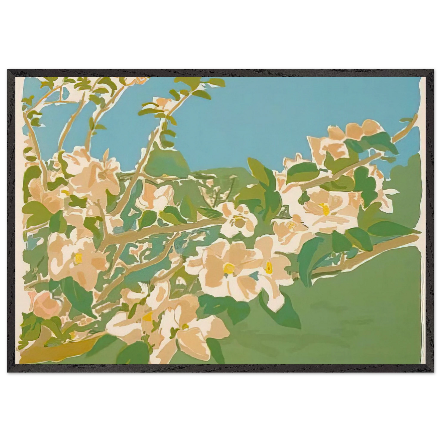APPLE BLOSSOMS II 1974 - Fairfield Porter 70x100 cm / 28x40 inches Framed Art Print – Black Wooden Frame