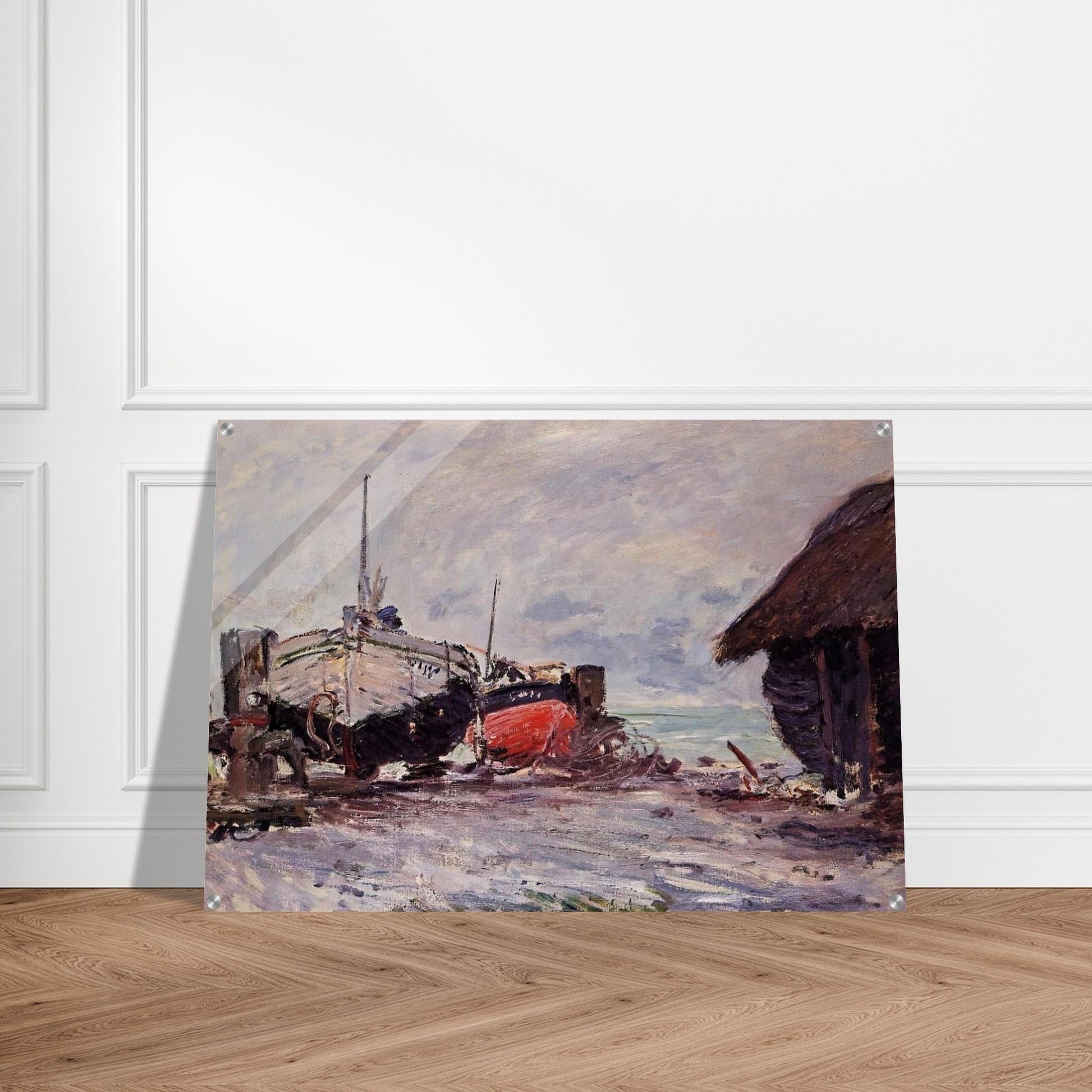 Fishing Boats at Etretat - claude monet Acrylic Print - 70x100 cm / 28x40″ inches | claude monet Wall Art | claude monet Prints