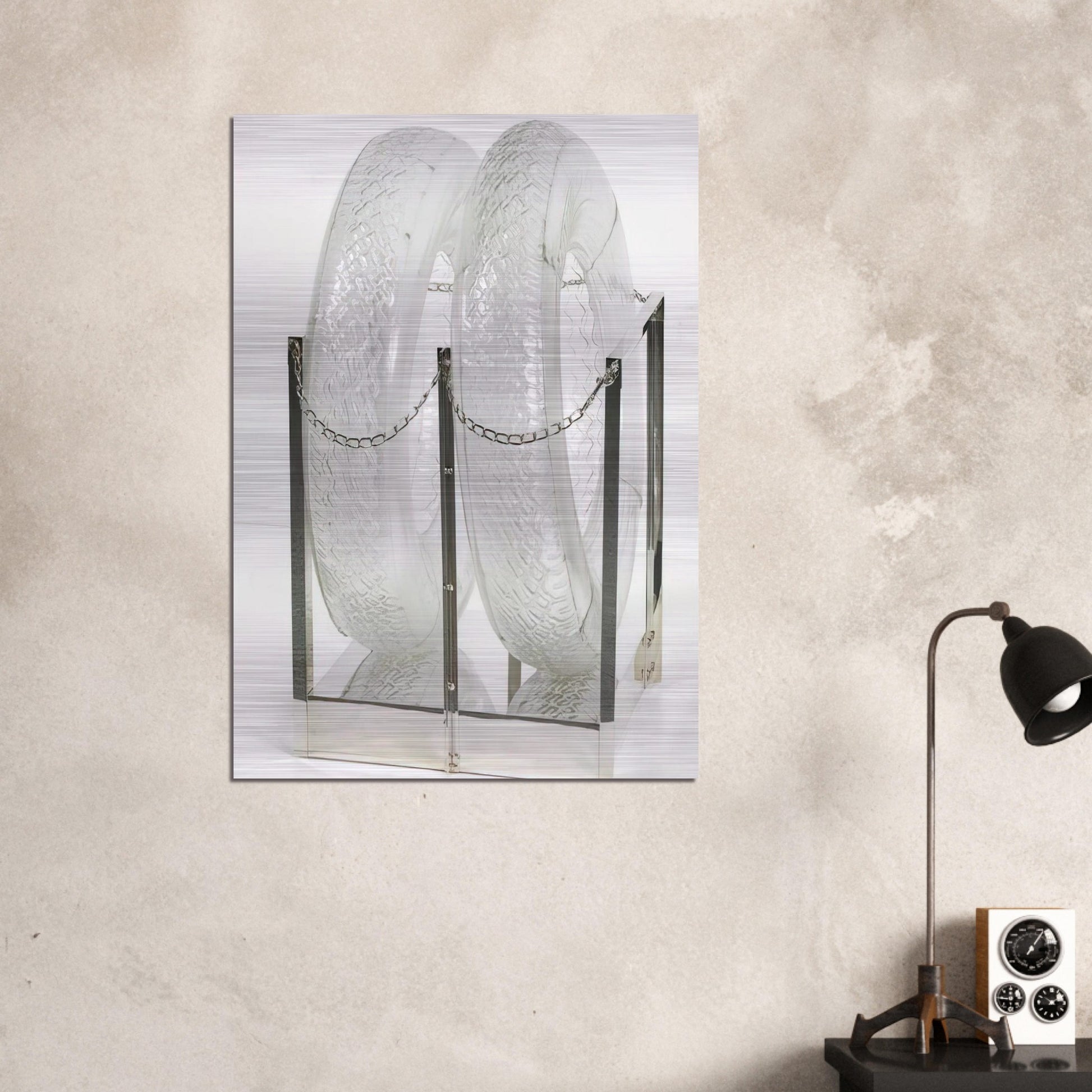 UNTITLED GLASS TIRES 1997 - Robert Rauschenberg Brushed Aluminum Print - 70x100 cm / 28x40 inches | Robert Rauschenberg Aluminum Print | Robert Rauschenberg Prints