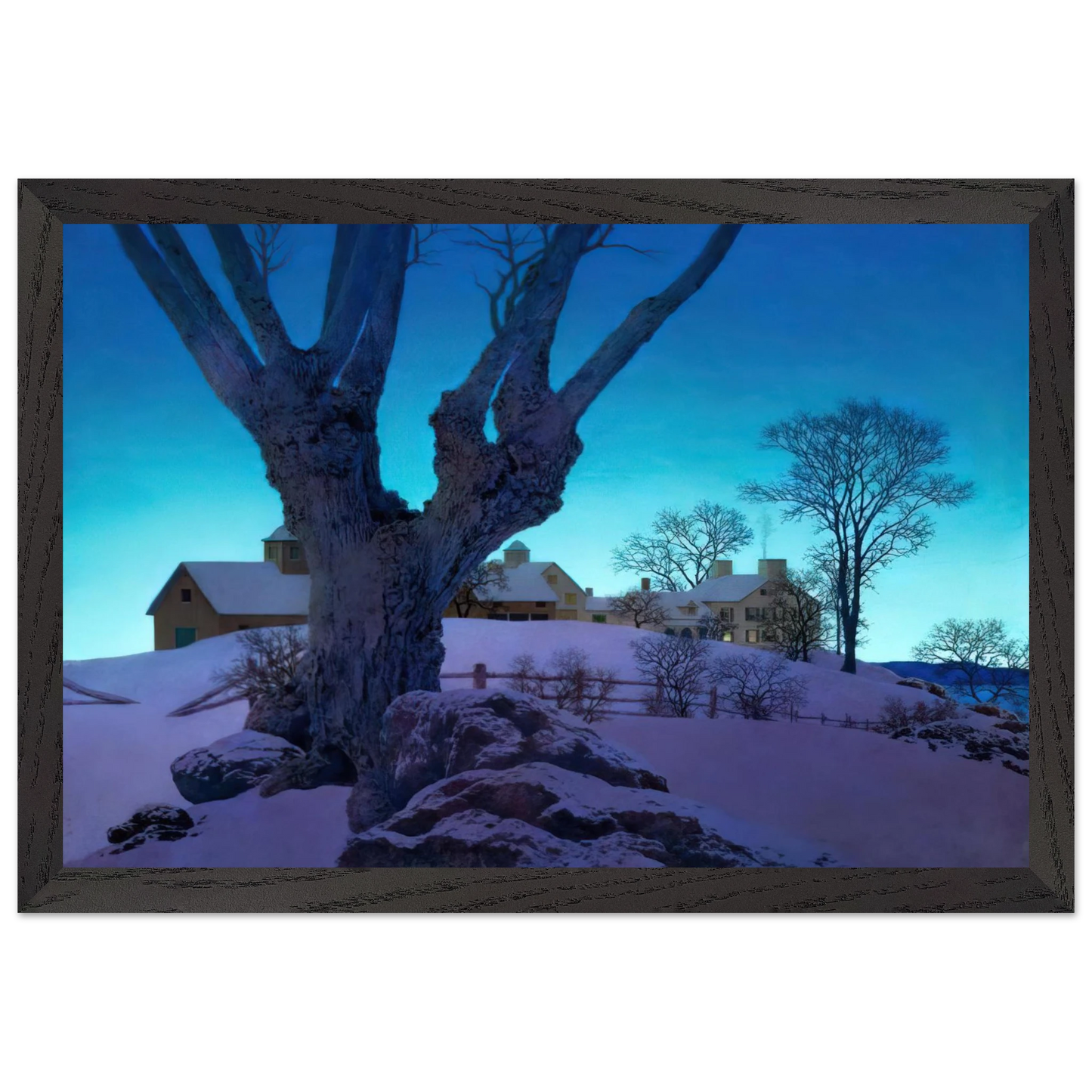 Maxfield Parrish - Hill Top Farm, Winter Wall Art - 30x40 cm / 12x16 inches - Fine Art Poster-canvas - -