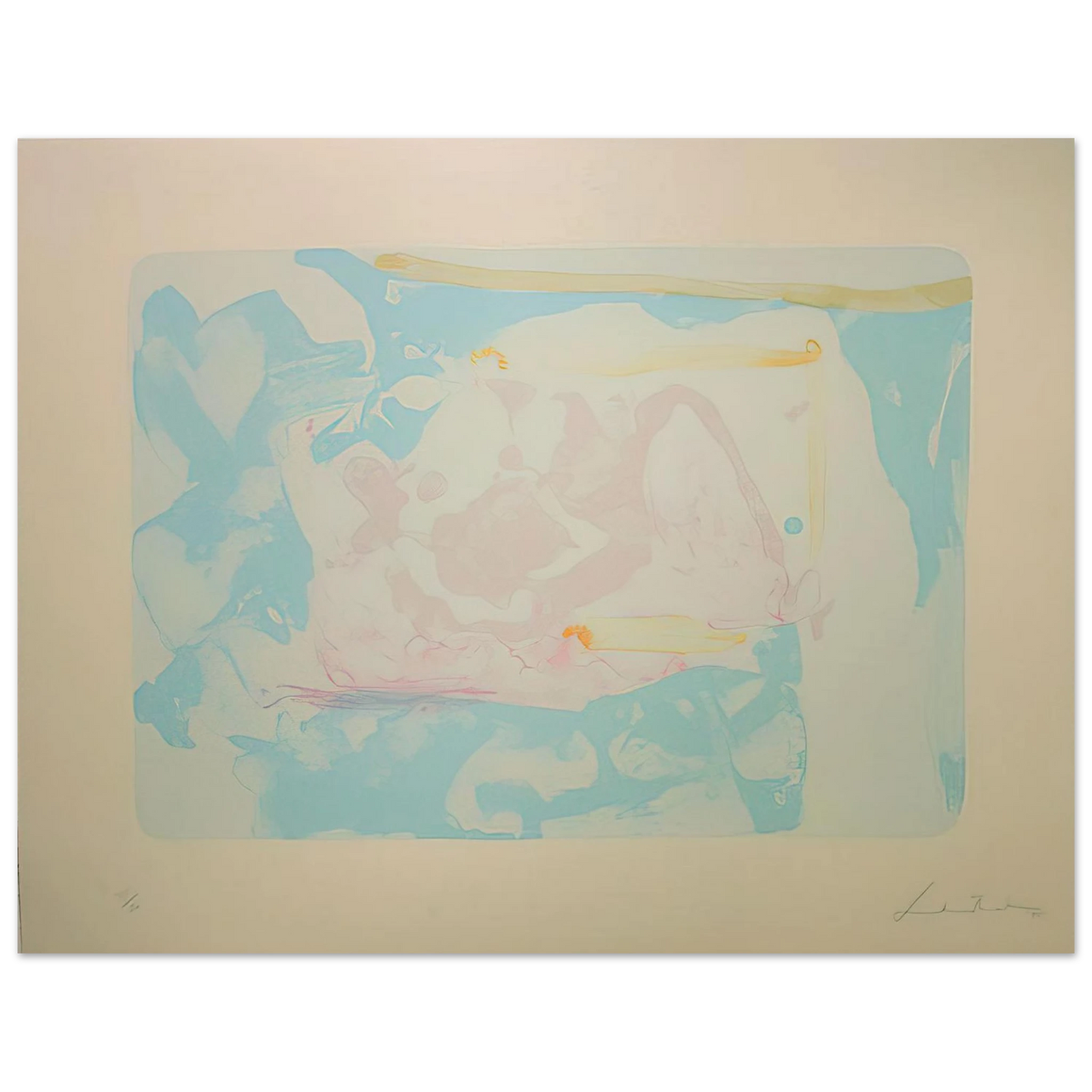 Helen Frankenthaler - Reflections III - 1995 Wall art - 27x35 cm / 11x14 inches - Premium Wooden Framed Poster With Fine Art Paper-canvas - Black frame