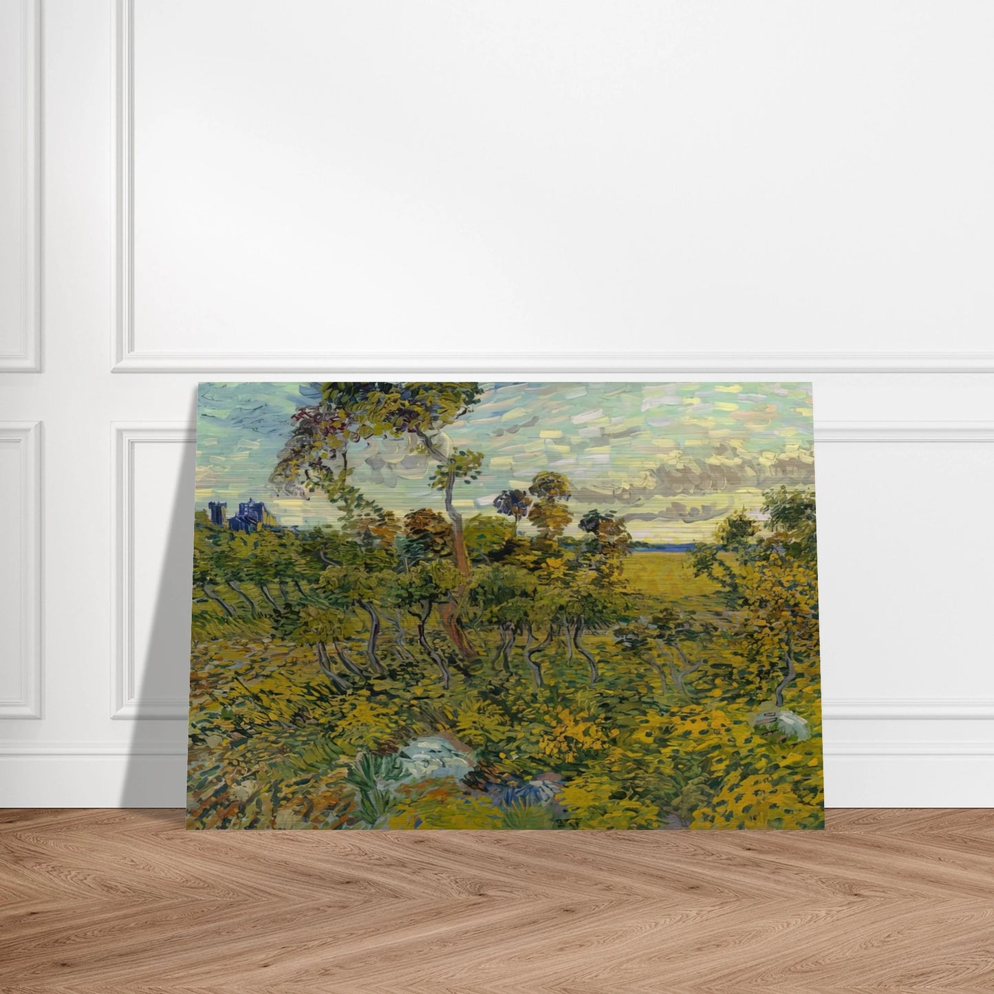 Sunset at Montmajour - Vincent van Gogh Brushed Aluminum Print - 70x100 cm / 28x40 inches | Vincent van Gogh Aluminum Print | Vincent van Gogh Prints