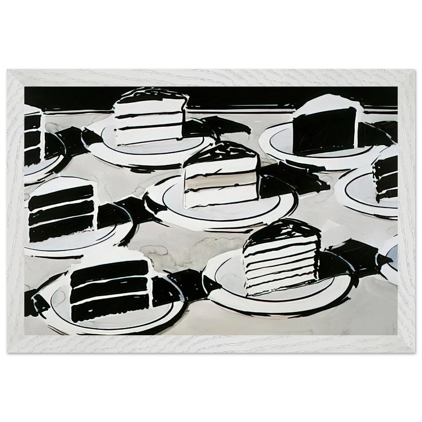 Wayne Thiebaud - Cake Slices - 1963 Wall Art - 21x29.7 cm / 8x12" - Premium Wooden Framed Poster With Fine Art Paper - Black frame
