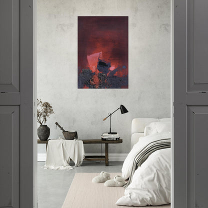 SIN T TULO ABSTRACCI N EN ROSO Y NEGRO - Luis Feito Brushed Aluminum Print - 70x100 cm / 28x40 inches | Luis Feito Aluminum Print | Luis Feito Prints