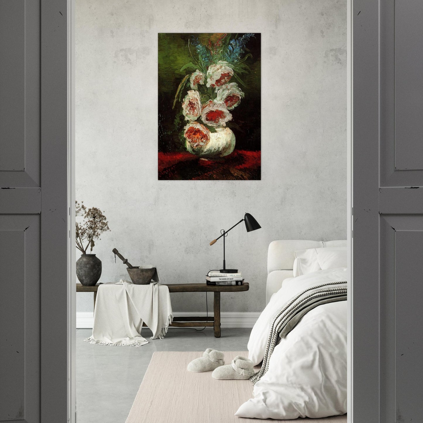 Vase with Peonies - Vincent van Gogh Brushed Aluminum Print - 70x100 cm / 28x40 inches | Vincent van Gogh Aluminum Print | Vincent van Gogh Prints