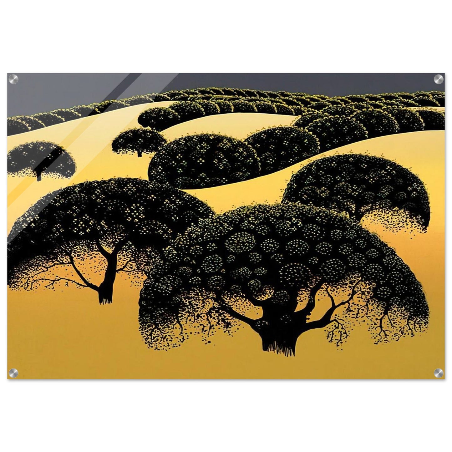 Santa Ynez Oaks - Eyvind Earle Acrylic Print - 70x100 cm / 28x40″ inches