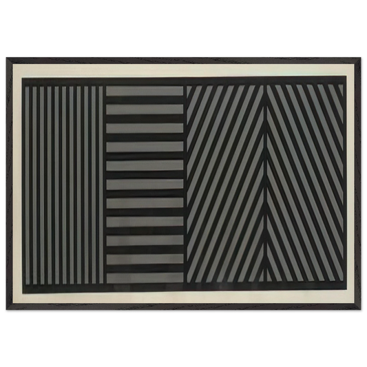 Bands of Lines One Inch Wide in Four Directions in Black and Gray - Sol LeWitt 70x100 cm / 28x40 inches Framed Art Print – Black Wooden Frame