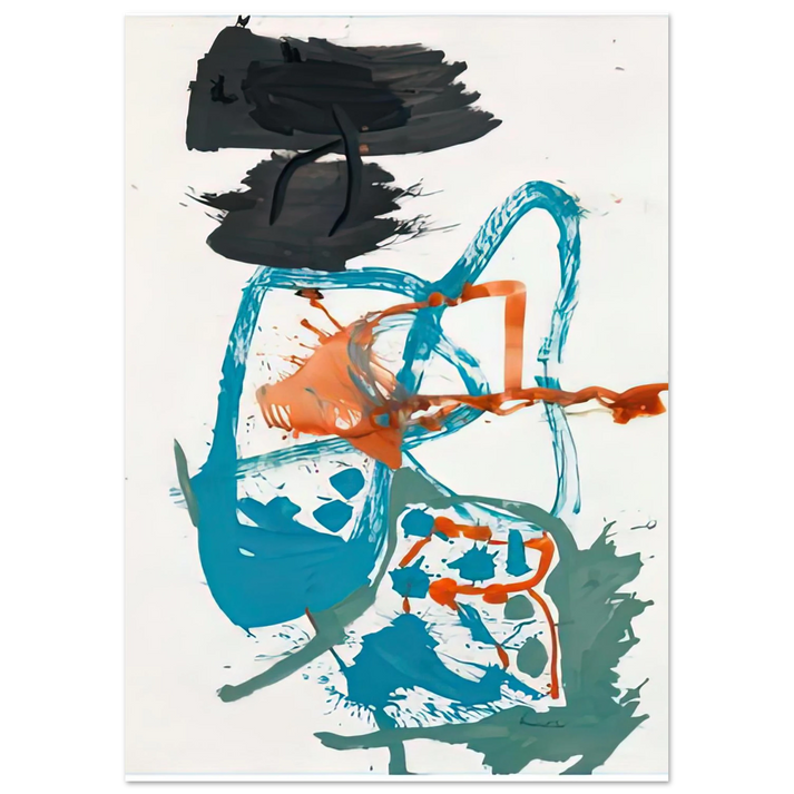 Helen Frankenthaler - Winter Figure with Black Overhead, 1959- Wall Art - 21x29.7 cm / 8x12" - Premium Wooden Framed Poster With Fine Art Paper-canvas - Wood frame