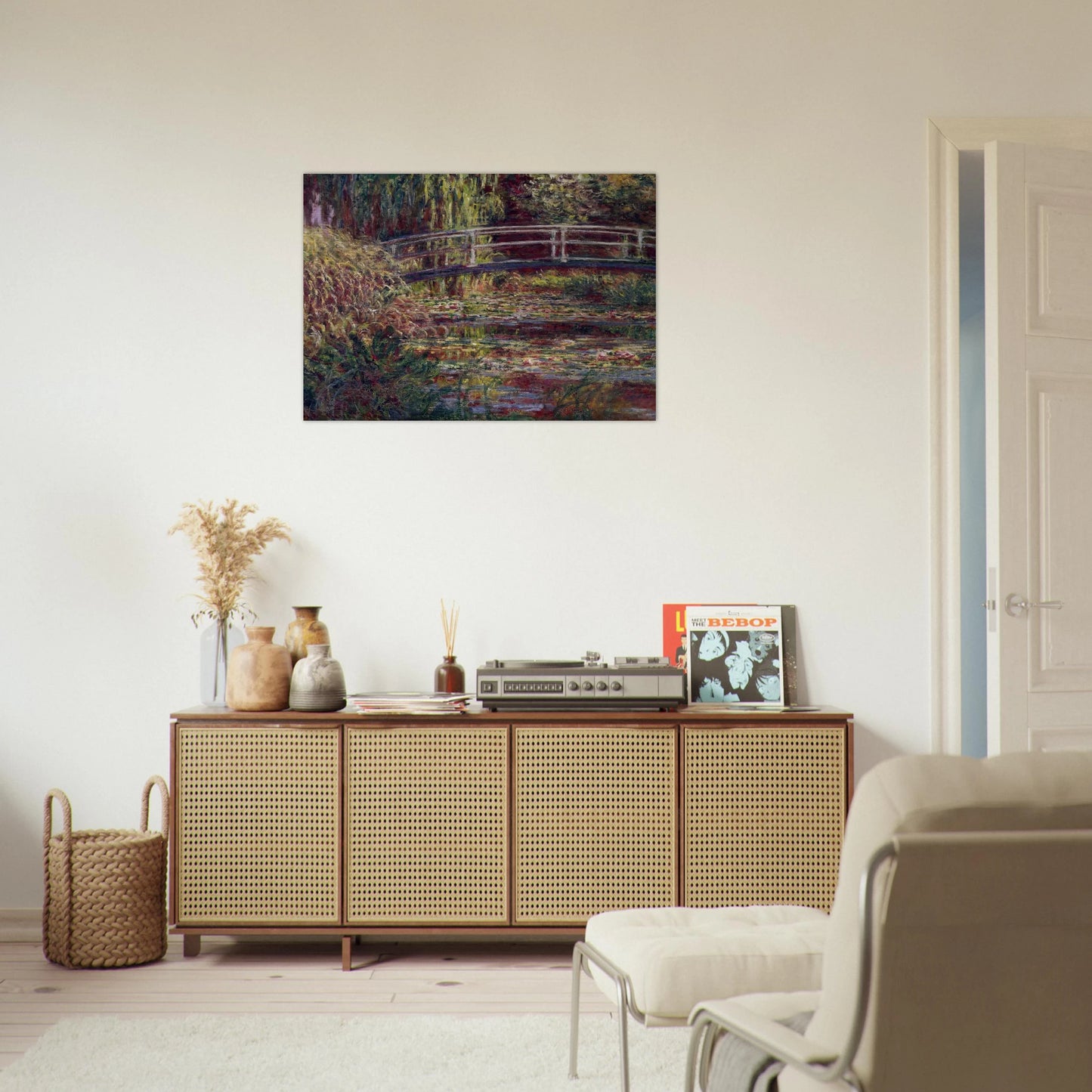 The Japanese Bridge The Water-Lily Pond, Symphony in Rose - claude monet Brushed Aluminum Print - 70x100 cm / 28x40 inches | claude monet Aluminum Print | claude monet Prints
