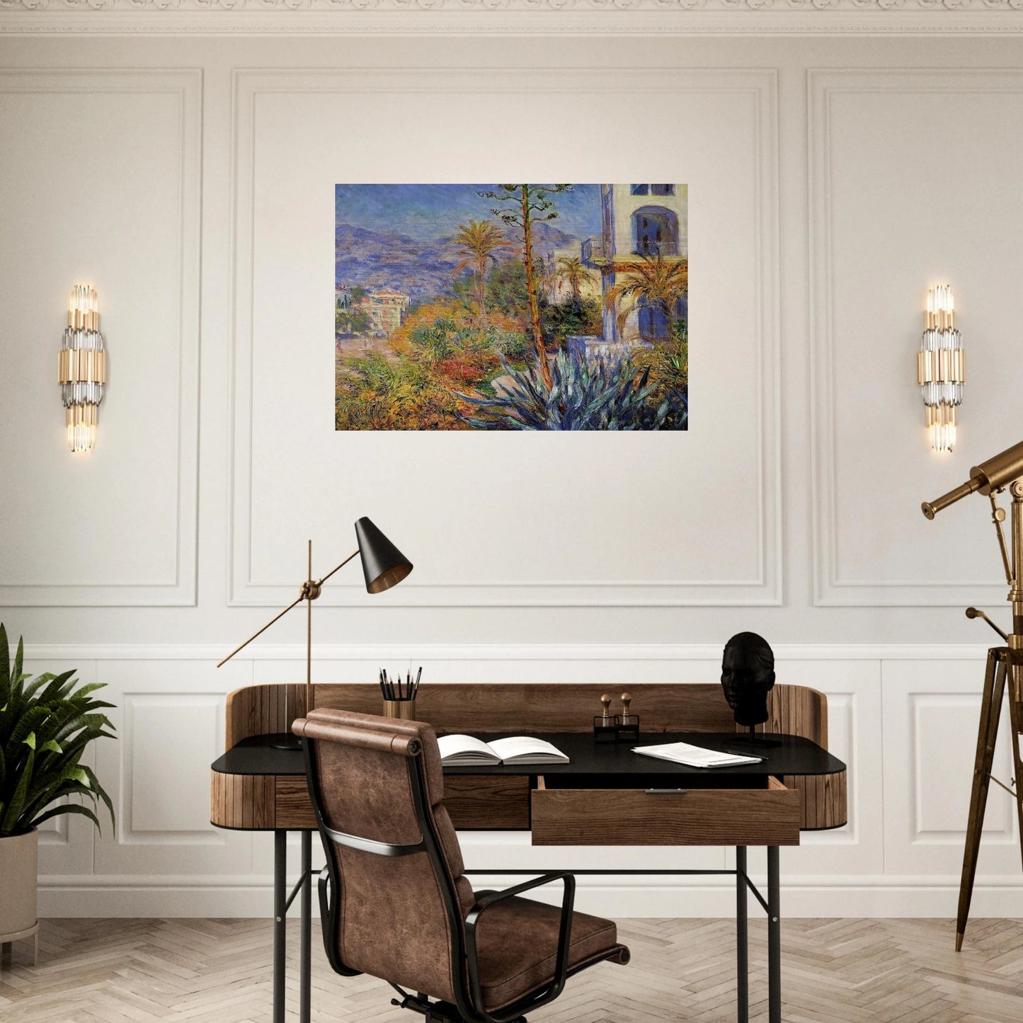 Villas at Bordighera - claude monet Brushed Aluminum Print - 70x100 cm / 28x40 inches | claude monet Aluminum Print | claude monet Prints