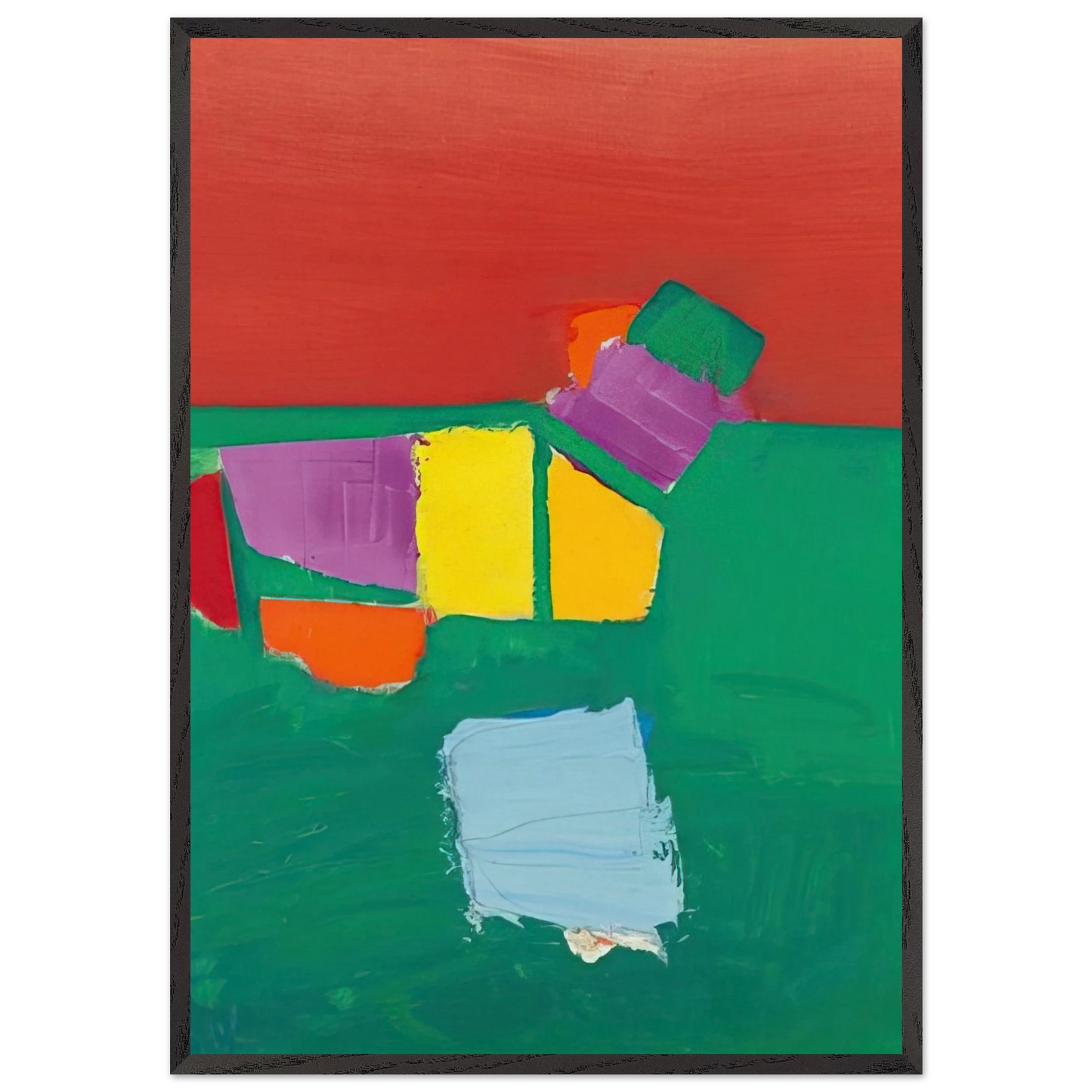 Les Martigues Composition - 1954 - Nicolas de Stael 70x100 cm / 28x40 inches Framed Art Print – Black Wooden Frame