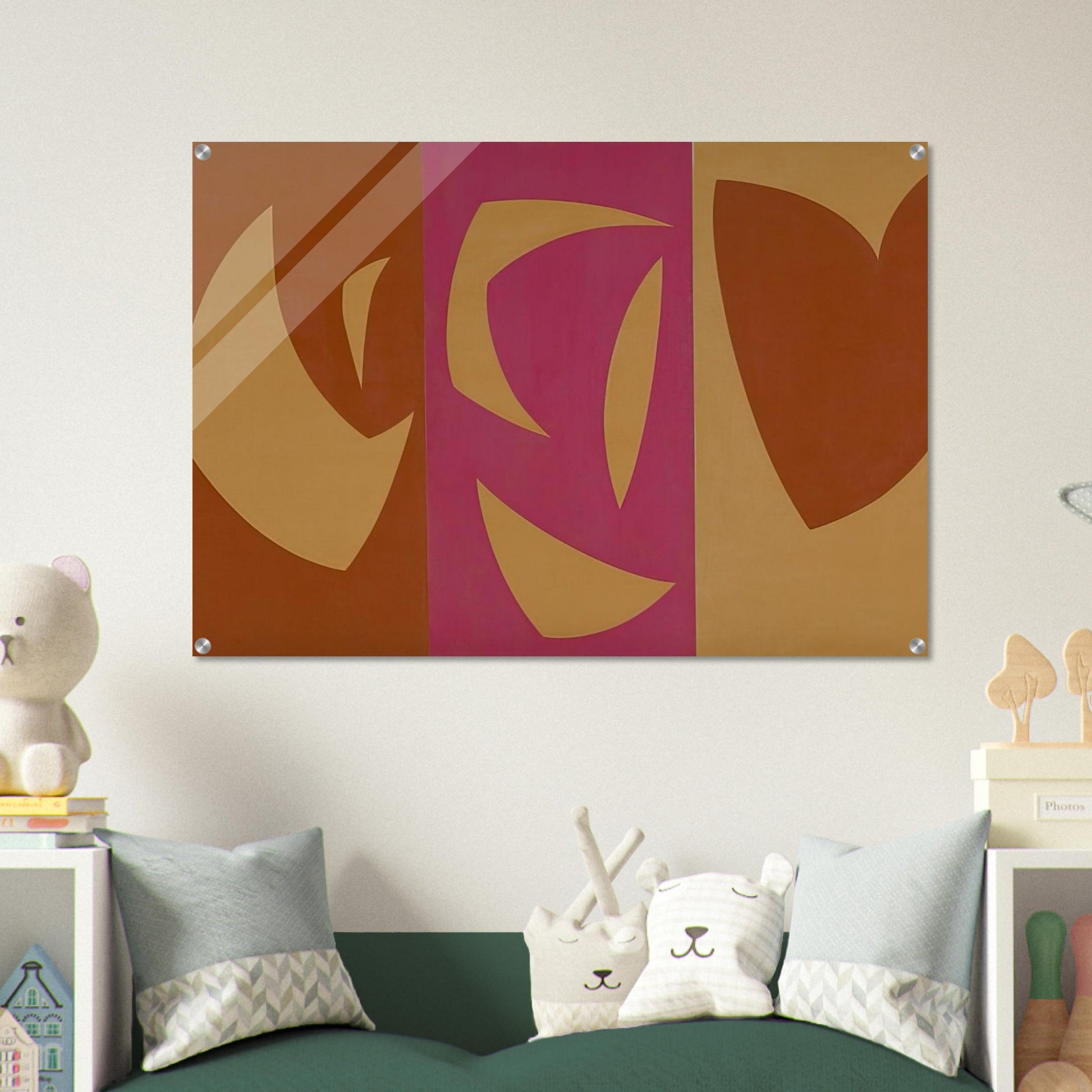 Triptyque ocre-violet-rouge - Fernand Leduc Acrylic Print - 70x100 cm / 28x40″ inches