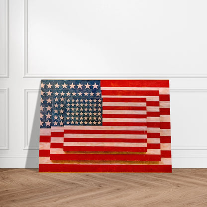THREE FLAGS 1958 - Jasper Johns Brushed Aluminum Print - 70x100 cm / 28x40 inches | Jasper Johns Aluminum Print | Jasper Johns Prints