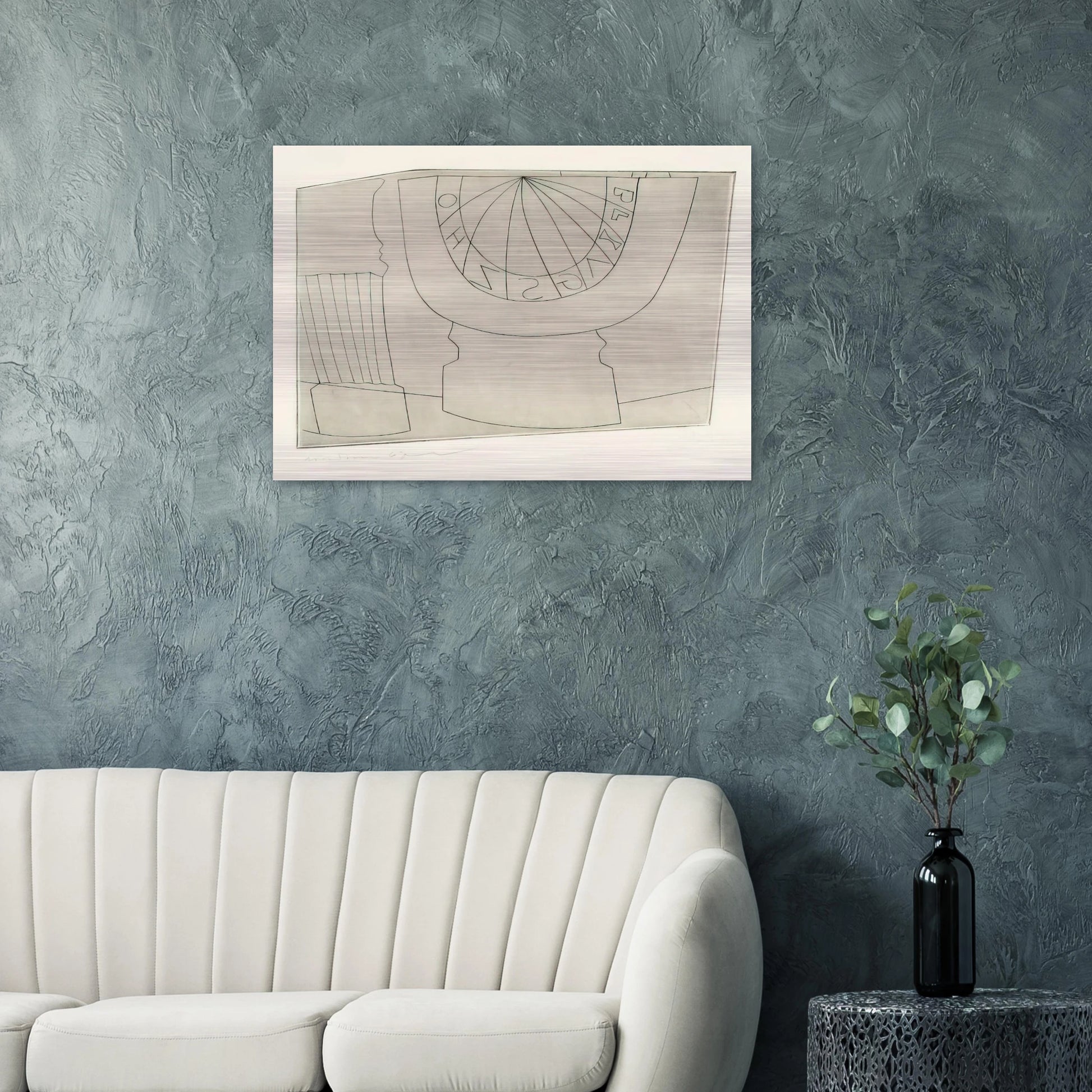 Turkish sundial  column - 1967 - Ben Nicholson Brushed Aluminum Print - 70x100 cm / 28x40 inches | Ben Nicholson Aluminum Print | Ben Nicholson Prints