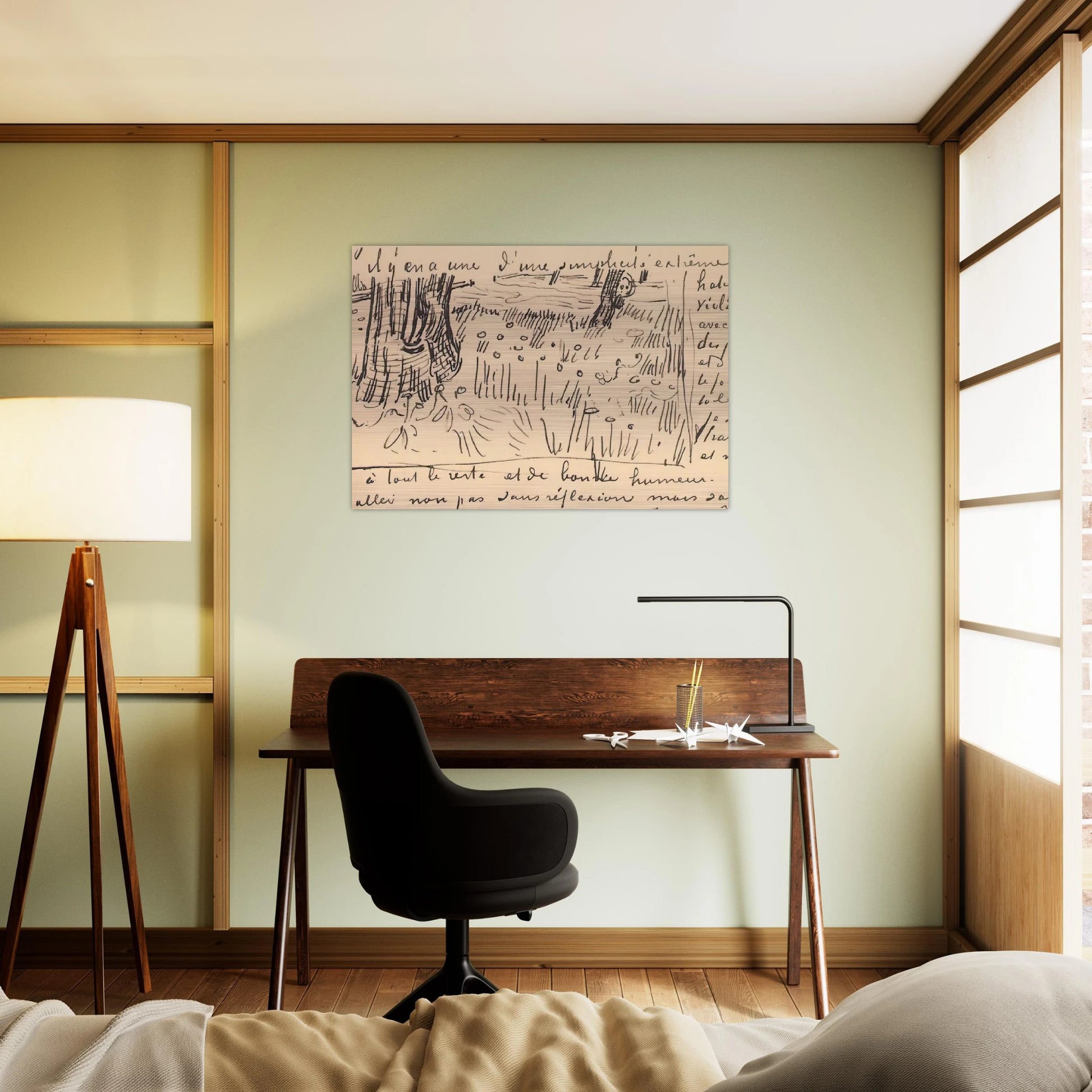 Field of Grass with Dandelions and Tree Trunks - Vincent van Gogh Brushed Aluminum Print - 70x100 cm / 28x40 inches | Vincent van Gogh Aluminum Print | Vincent van Gogh Prints
