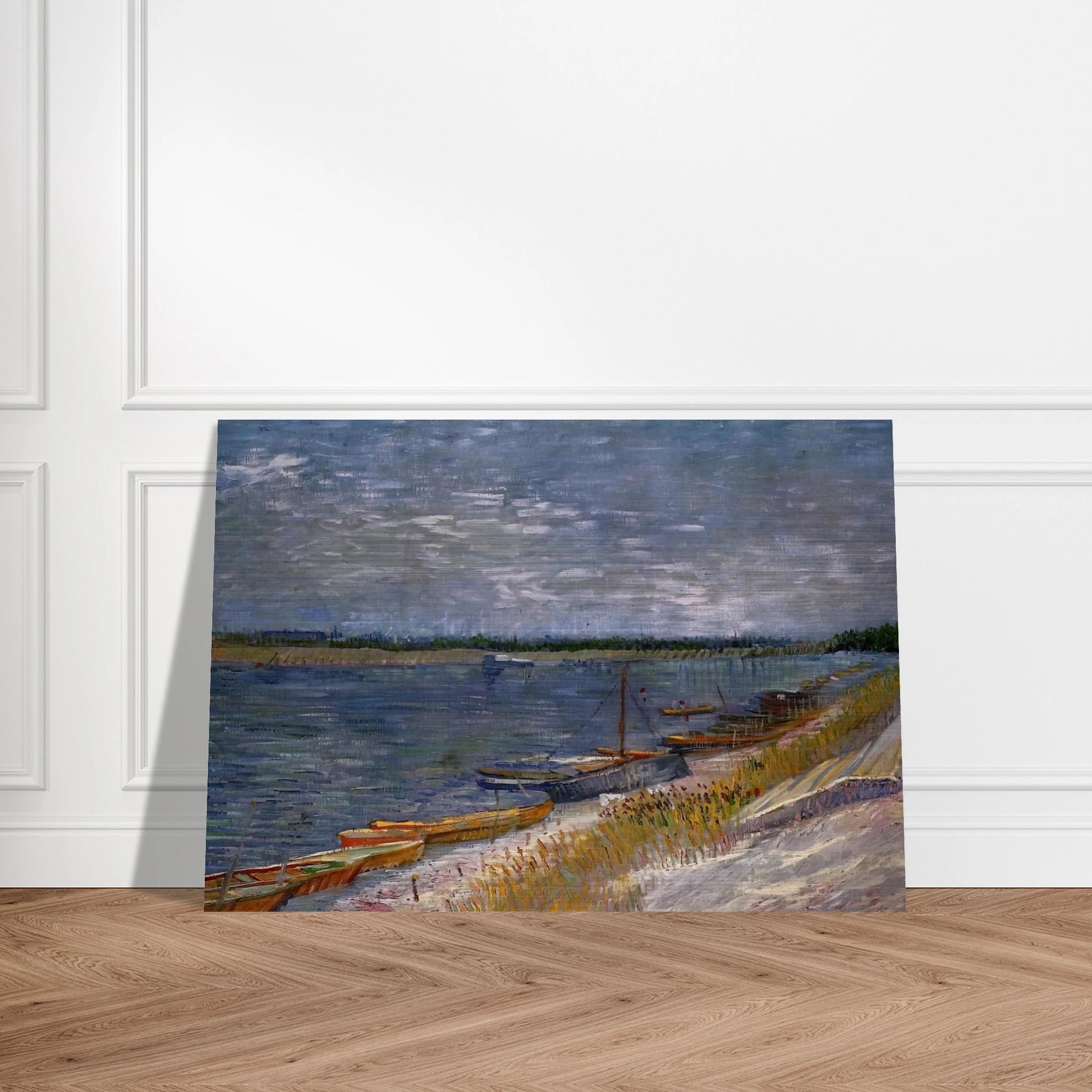 Moored Boats - Vincent van Gogh Brushed Aluminum Print - 70x100 cm / 28x40 inches | Vincent van Gogh Aluminum Print | Vincent van Gogh Prints