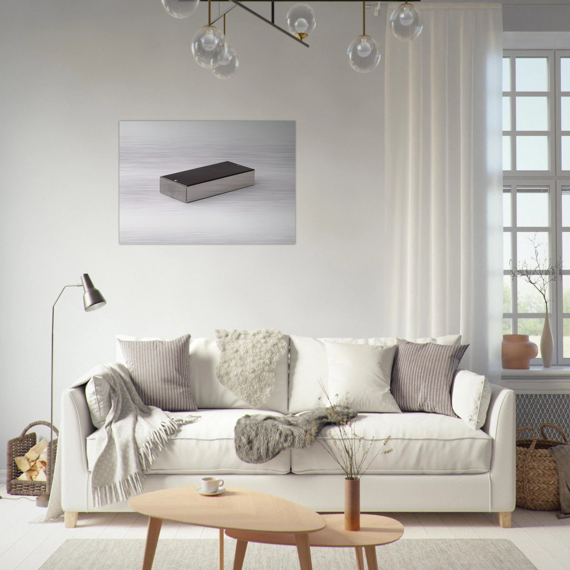 Double Ashtray Model No. 205A Cipro - 1974 - Bruno Munari Brushed Aluminum Print - 70x100 cm / 28x40 inches | Bruno Munari Aluminum Print | Bruno Munari Prints