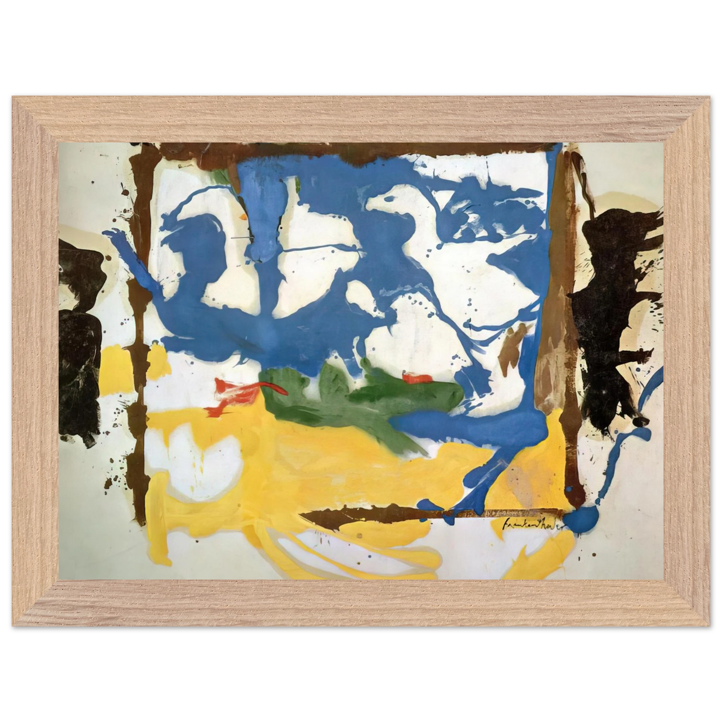Helen Frankenthaler - Swan Lake #2 - 1961 Wall art - 60x80 cm / 24x32 inches - Premium Wooden Framed Poster With Fine Art Paper-canvas - Wood frame