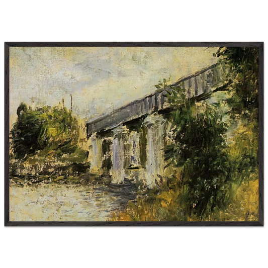 Railway Bridge at Argenteuil - claude monet 70x100 cm / 28x40 inches Framed Art Print – Black Wooden Frame