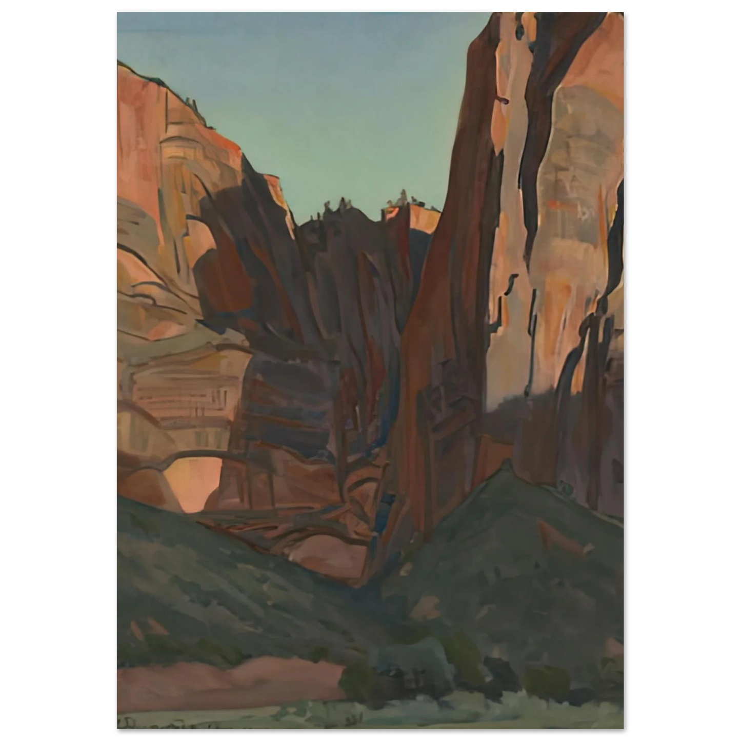 Maynard Dixon - NOTCH IN THE WALL ZION NATIONAL PARK AUGUST 1933 1933 Wall art - 50x70 cm / 20x28 inches - Premium Wooden Framed Poster With Fine Art Paper-canvas - Wood frame