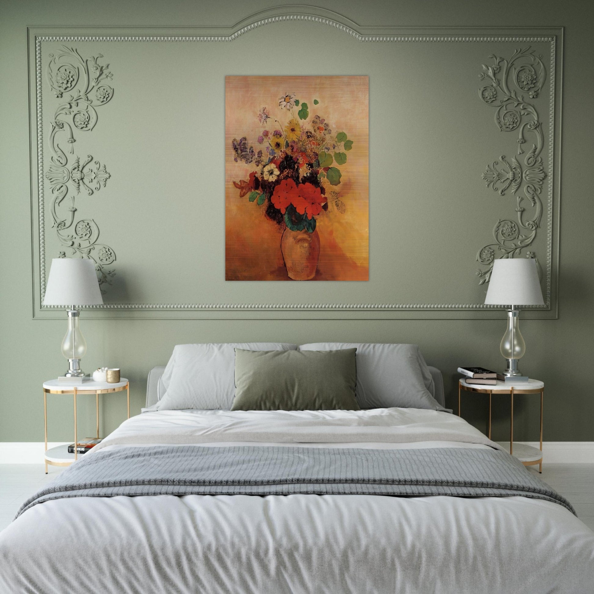 VASE OF FLOWERS 5 - Odilon Redon Brushed Aluminum Print - 70x100 cm / 28x40 inches | Odilon Redon Aluminum Print | Odilon Redon Prints