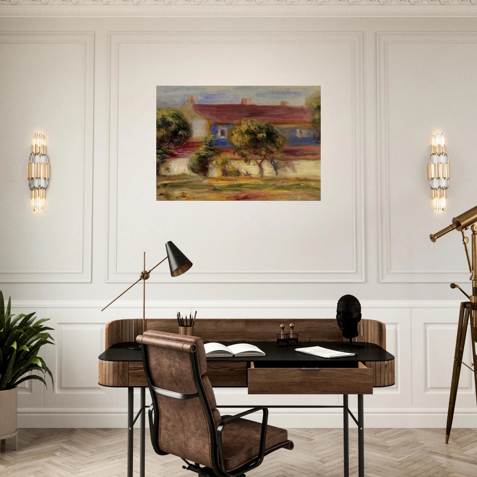 The Artist s House - Pierre-Auguste Renoir Brushed Aluminum Print - 70x100 cm / 28x40 inches | Pierre-Auguste Renoir Aluminum Print | Pierre-Auguste Renoir Prints