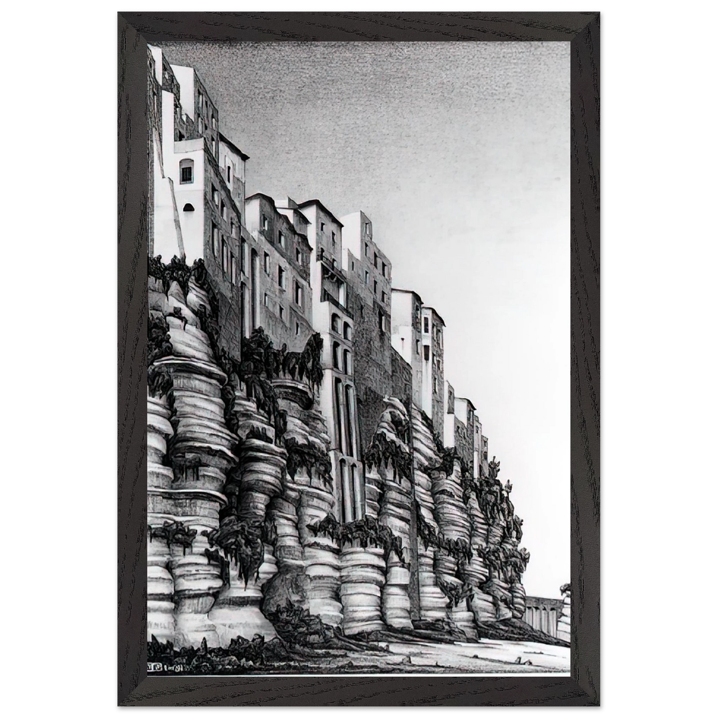 MC Escher - TROPEA CALABRIA Wall art - 40x50 cm / 16x20 inches - Premium Wooden Framed Poster With Fine Art Paper-canvas - Black frame