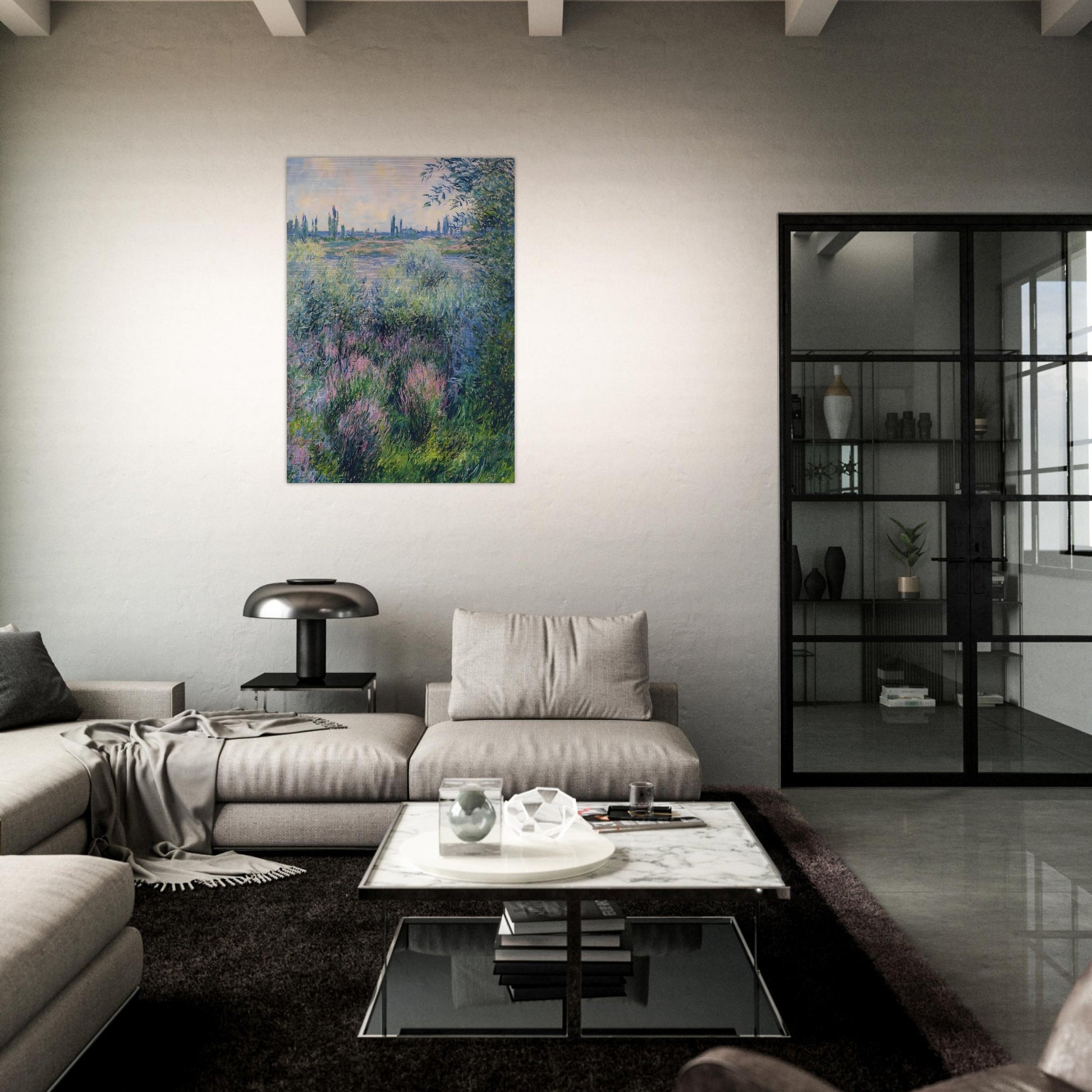 Spot on the Banks of the Seine - claude monet Brushed Aluminum Print - 70x100 cm / 28x40 inches | claude monet Aluminum Print | claude monet Prints