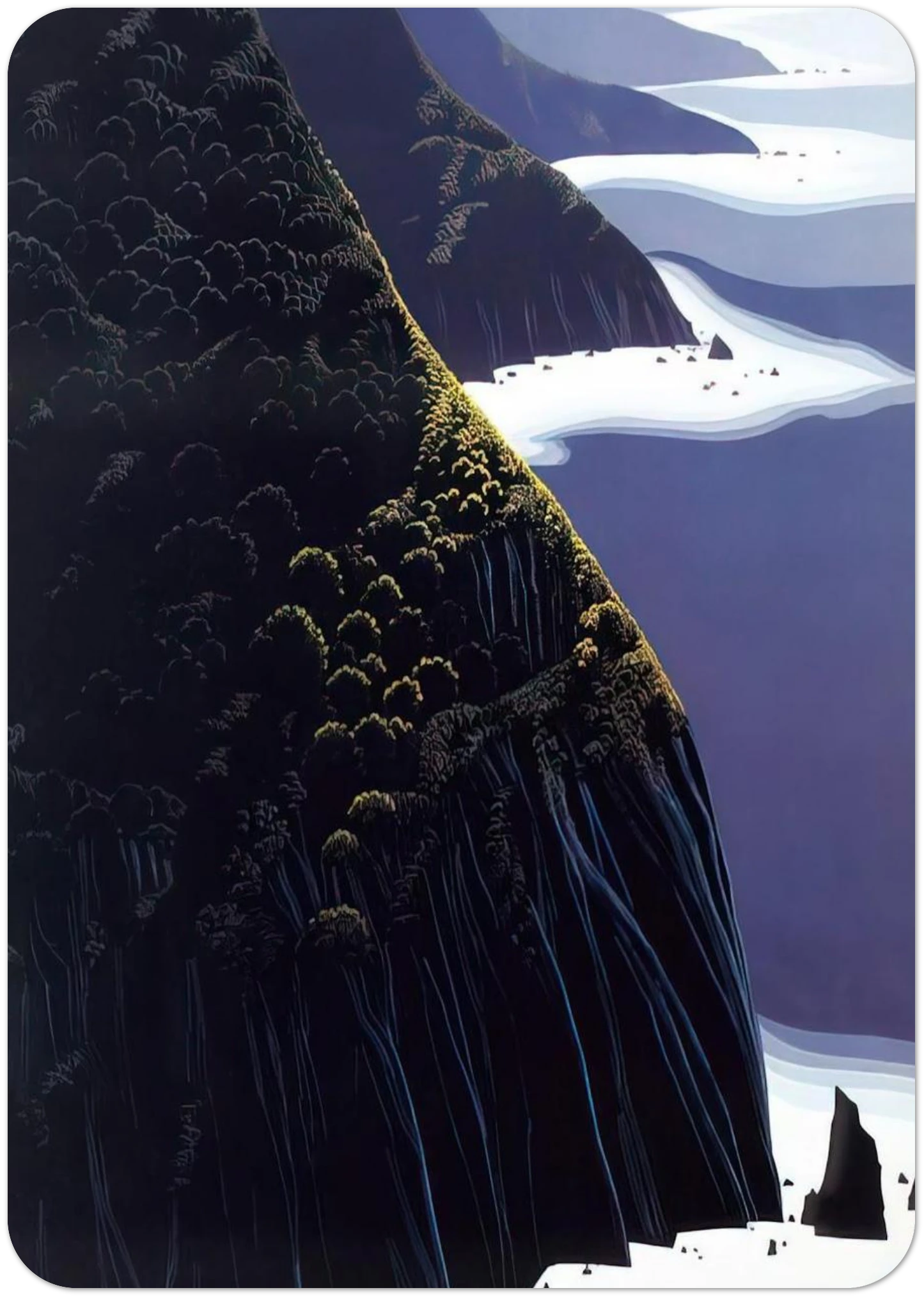 Gray Big Sur By Eyvind Earle Pack of 10 Post Cards | Eyvind Earle Post Cards | A6 (10.5 x 14.8 cm) - 4.1 x 5.8 inches