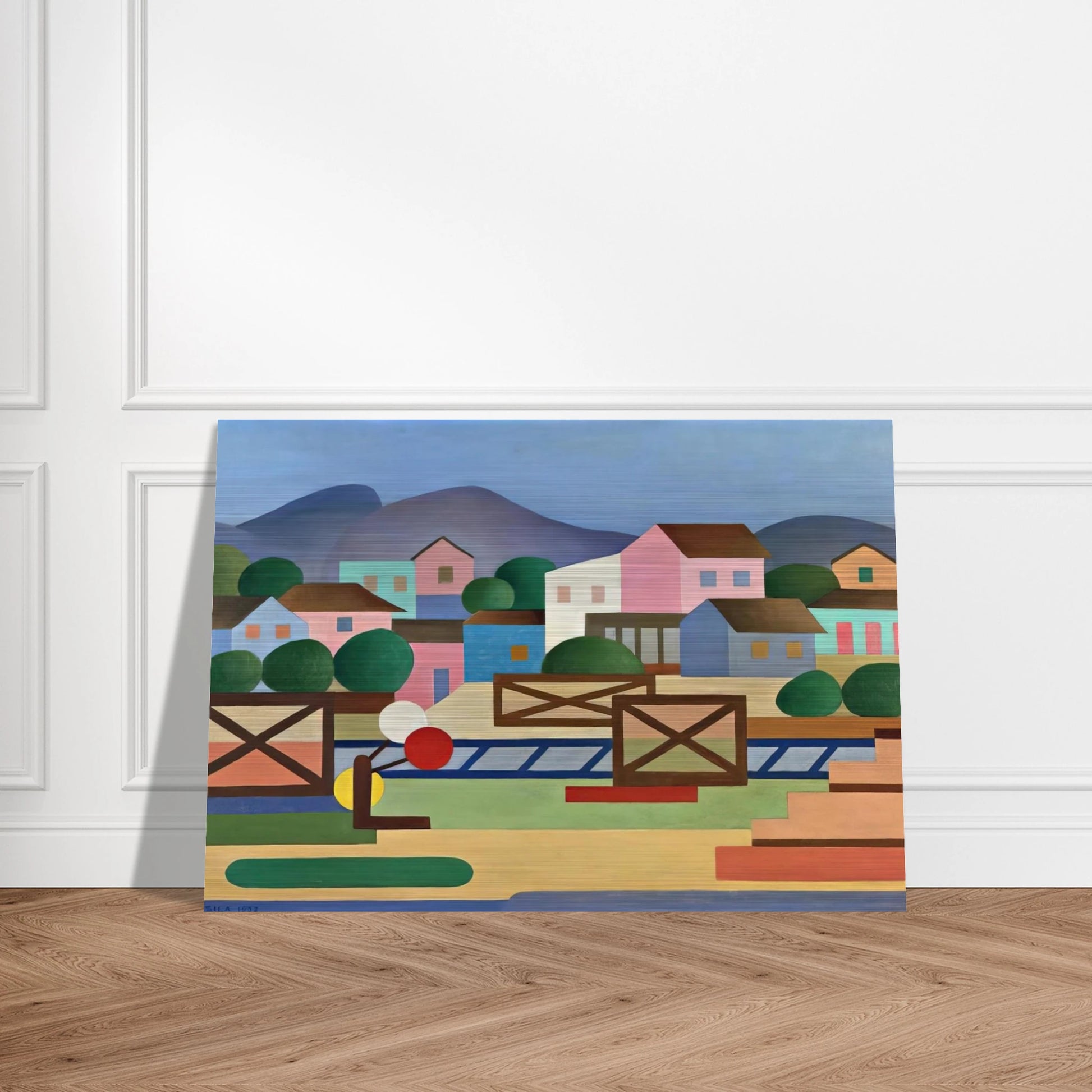 Level II Pass - Tarsila do Amaral Brushed Aluminum Print - 70x100 cm / 28x40 inches | Tarsila do Amaral Aluminum Print | Tarsila do Amaral Prints