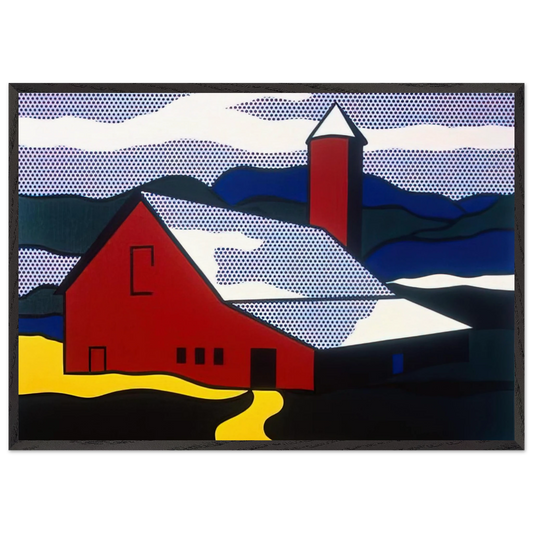 RED BARN II 1969 - Roy Lichtenstein 70x100 cm / 28x40 inches Framed Art Print – Black Wooden Frame